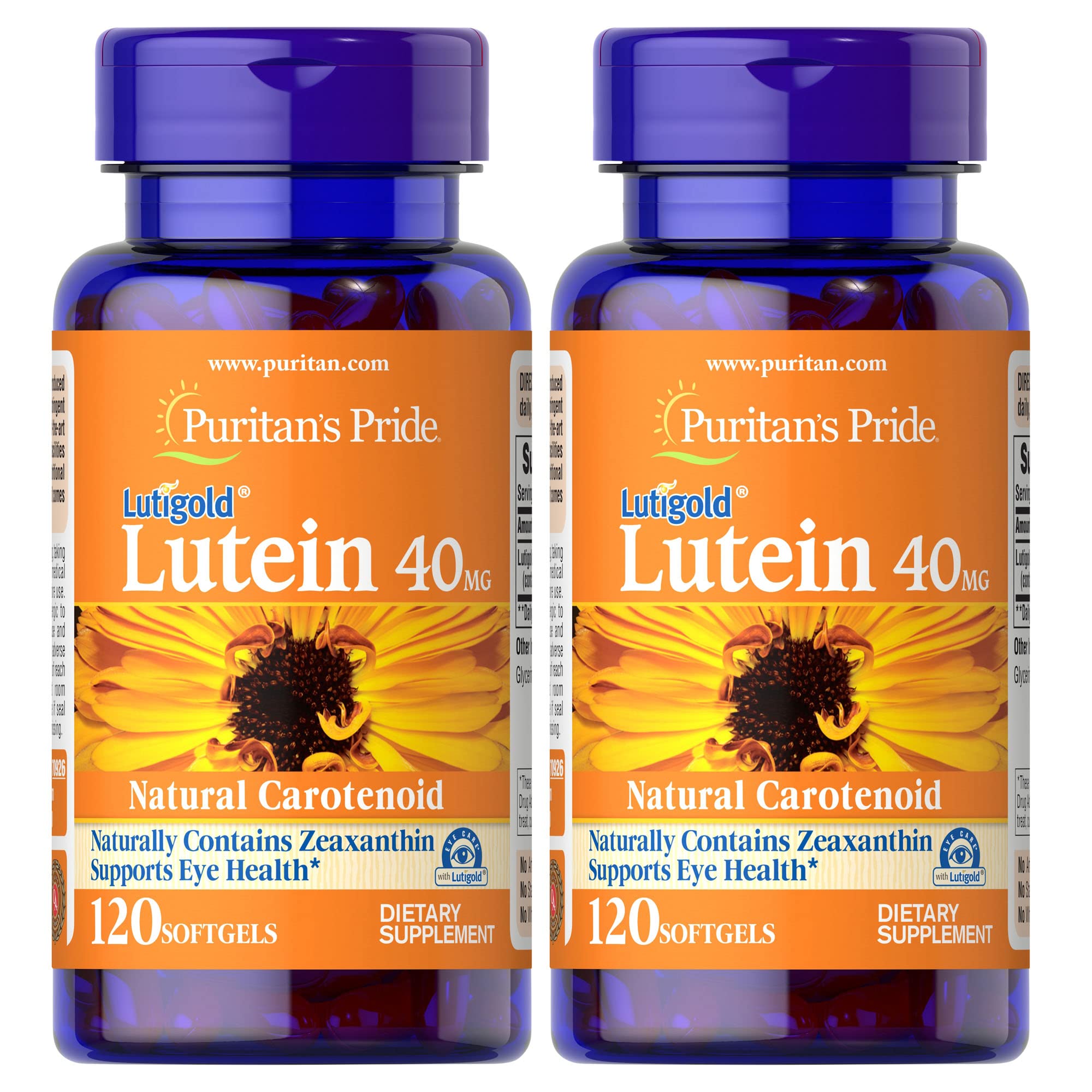 Foto 2 pulgar | Complementa 40 Mg De Luteína Puritan's Pride Con 120 Unidades De Zeaxantina - Venta Internacional.