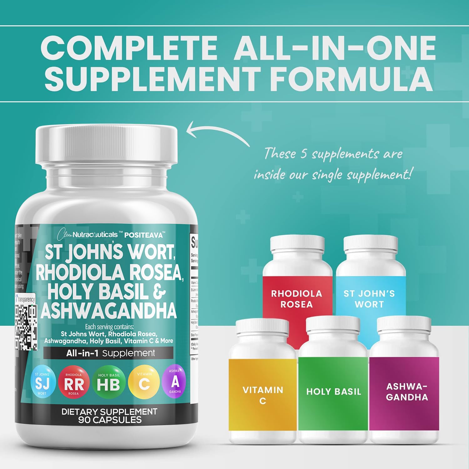 Foto 4 pulgar | Supplement Clean Nutraceuticals Positeava Mood Support 90 Cápsulas - Venta Internacional.