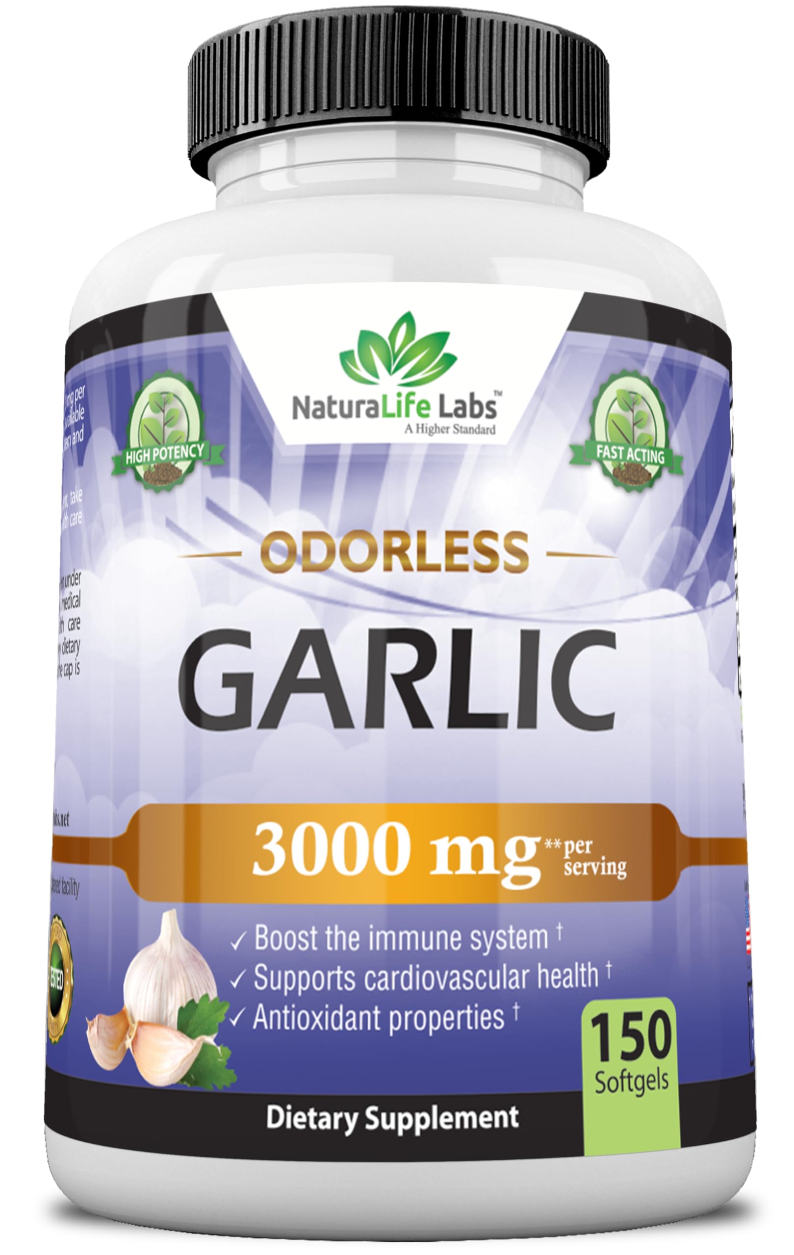 Suplemento Naturalife Labs De Ajo Puro Sin Olor, 3000 Mg, 150 Cápsulas Blandas - Venta Internacional.