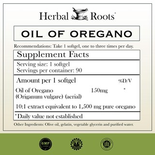 Foto 2 | Suplemento De Aceite De Orégano A Base De Hierbas 150 Mg 90 Cápsulas Blandas - Venta Internacional.