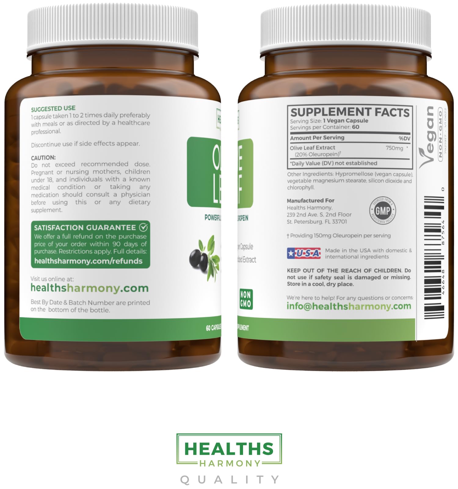 Foto 8 pulgar | Extracto De Hoja De Olivo Harmony De Supplement Healths 750 Mg 60 Cápsulas - Venta Internacional.