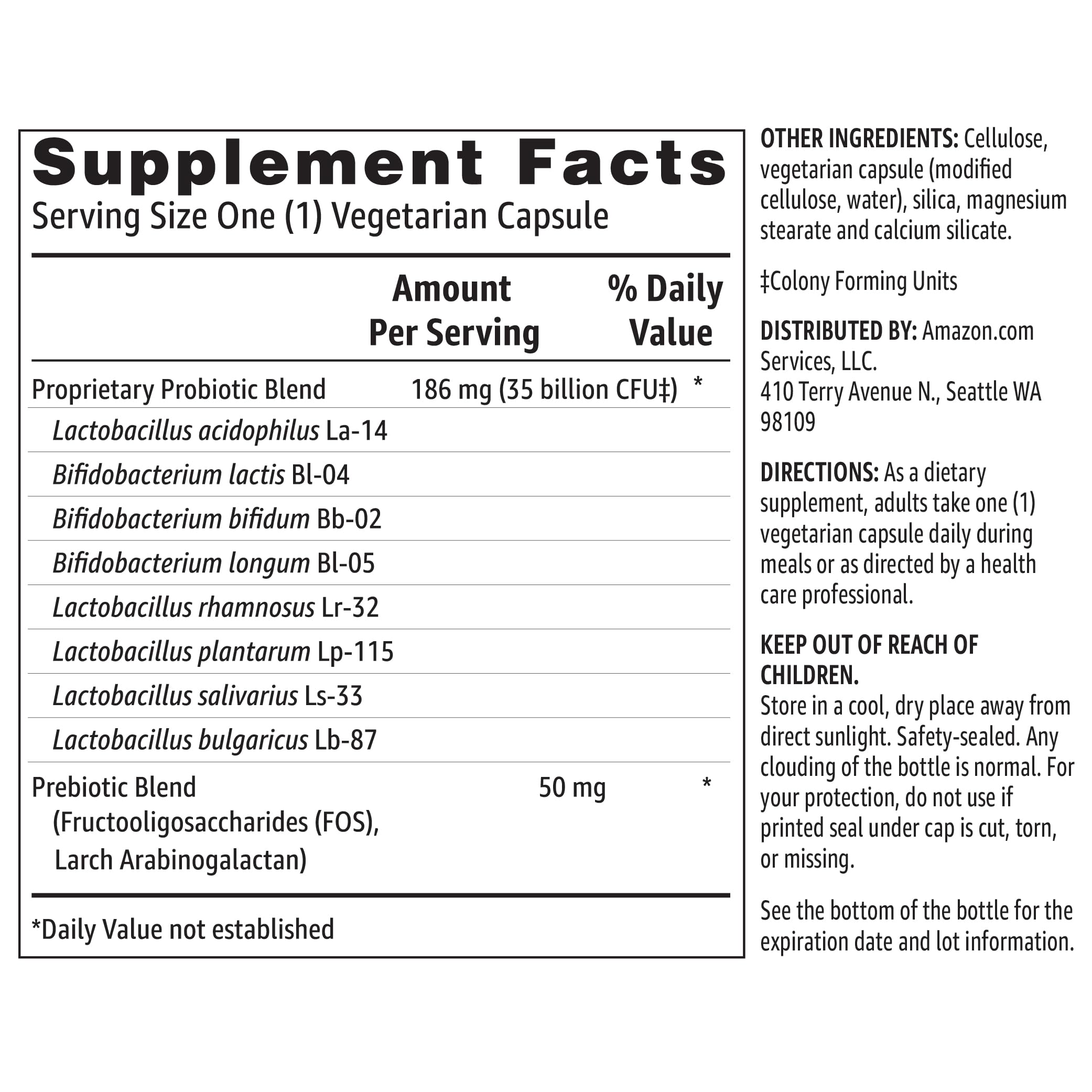 Foto 5 | Probiotic Amazon Basics 35 Mil Millones De Cfu (30 Cápsulas Vegetarianas) - Venta Internacional.