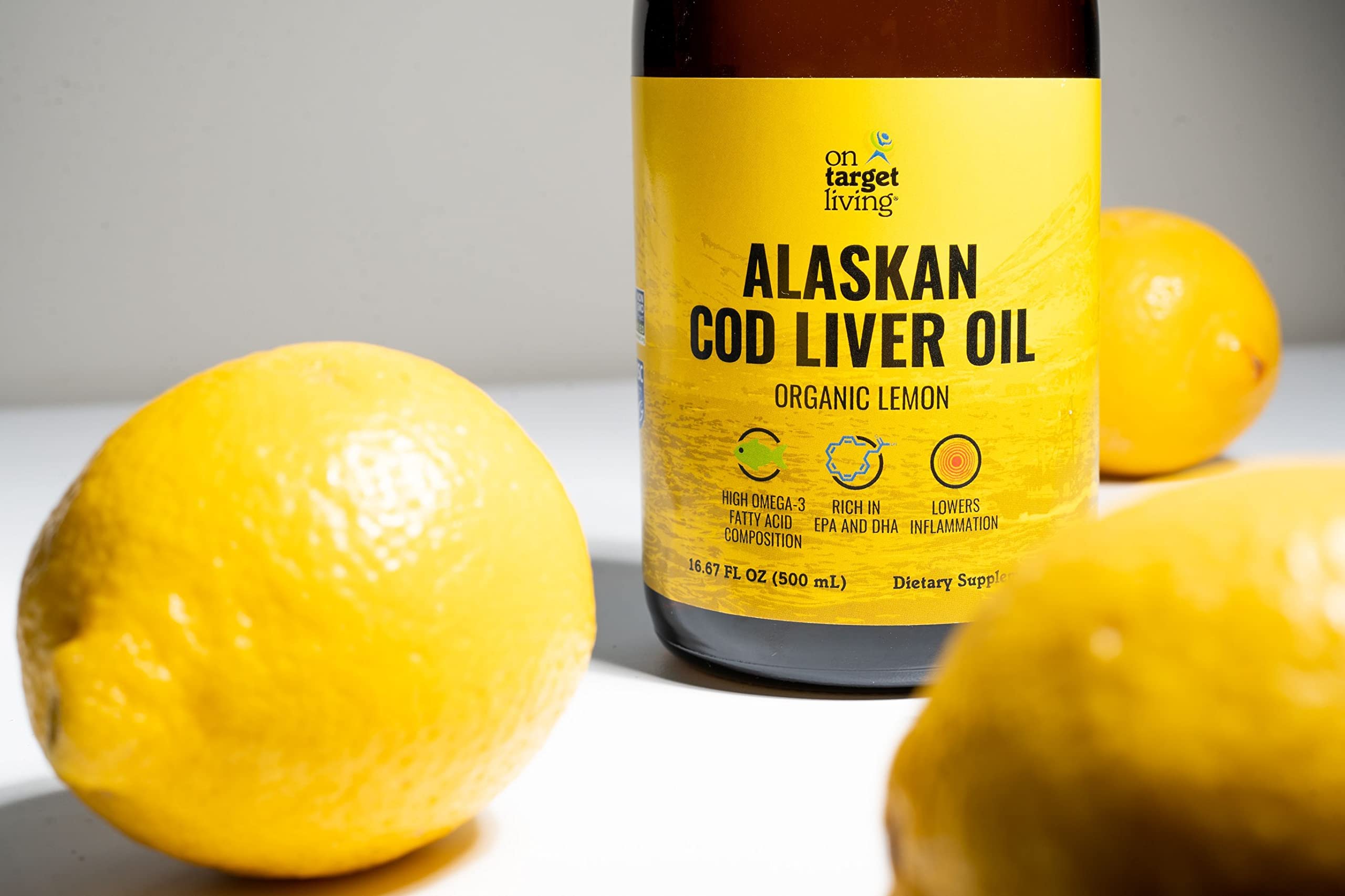 Foto 2 | Aceite De Hígado De Bacalao On Target Living Alaskan 500 Ml Con Sabor A Limón - Venta Internacional.