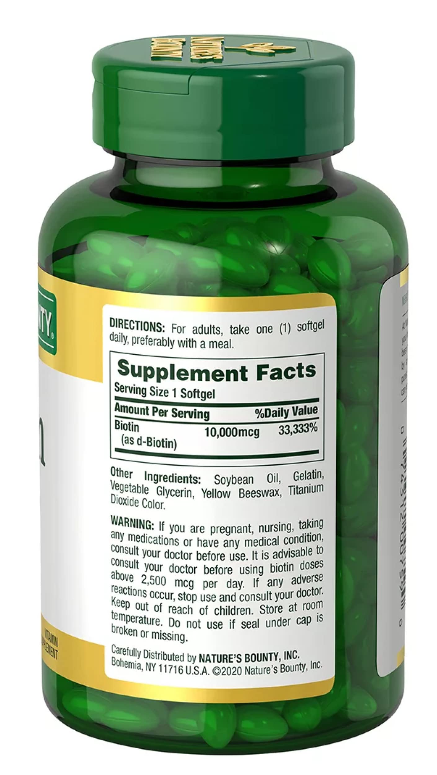 Foto 3 pulgar | Suplemento De Biotina De Nature's Bounty, 10 000 Mcg, 250 Cápsulas Blandas - Venta Internacional.