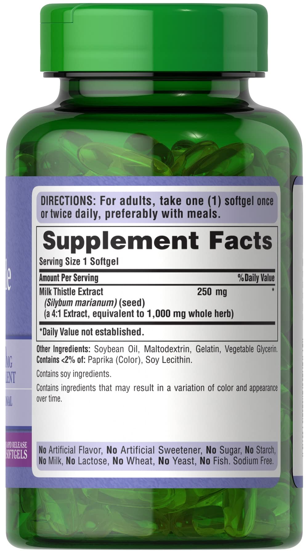 Foto 4 pulgar | Suplemento Puritan's Pride Milk Thistle 180 Cápsulas X 2 - Venta Internacional.