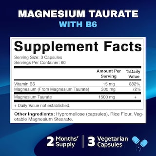 Foto 2 | Suplemento Vitamático De Taurato De Magnesio 1500 Mg 180 Cápsulas - Venta Internacional.