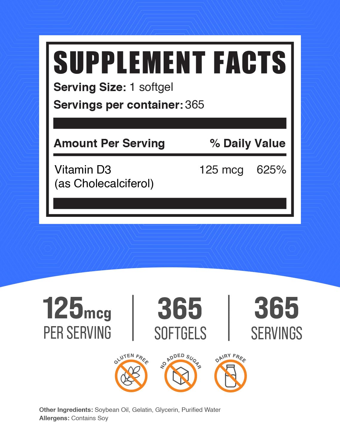 Foto 3 pulgar | Cápsulas Blandas De Vitamina D3 De 5000 Ui De Supplement Bulksupplements.com - Venta Internacional.