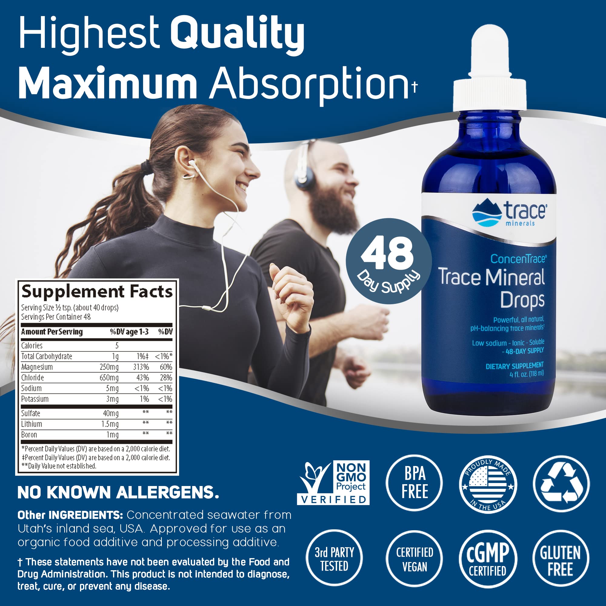 Foto 4 pulgar | Suplemento De Oligoelementos Concentrace En Gotas, 118 Ml, 48 Días - Venta Internacional.