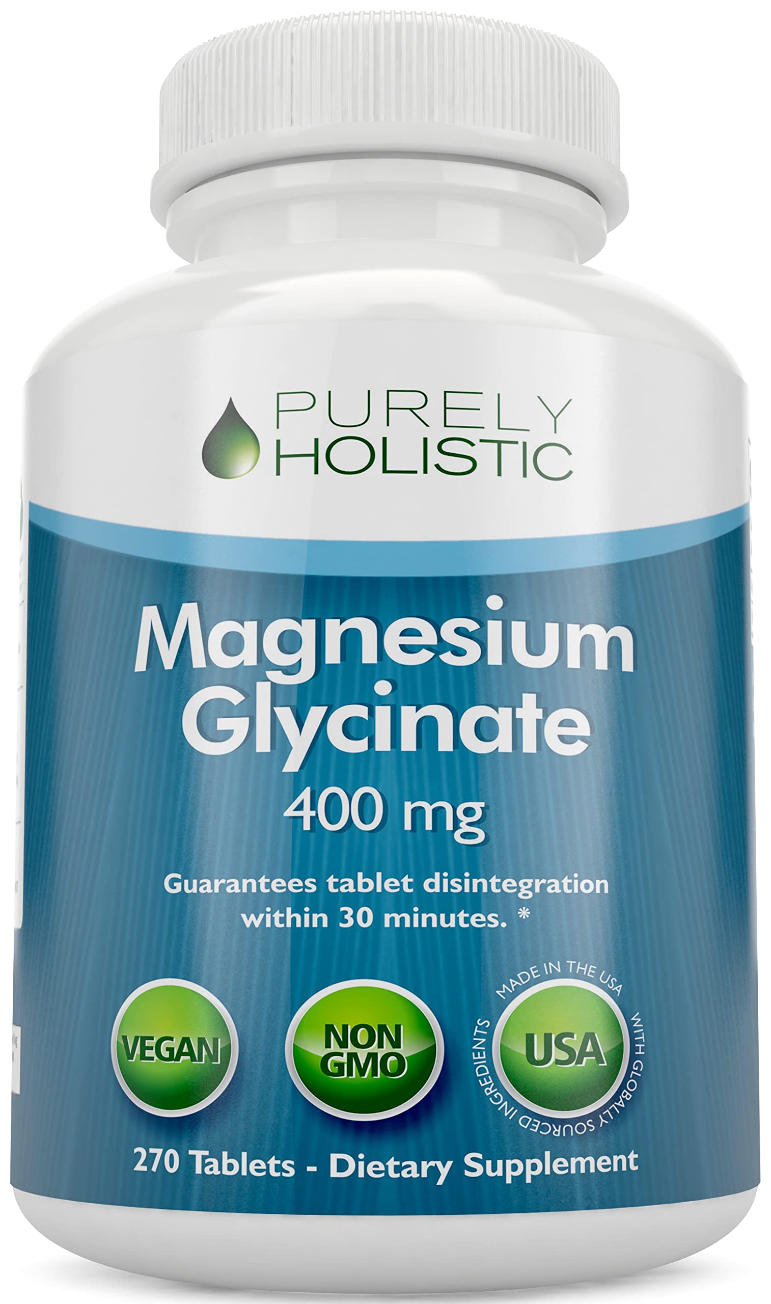 Foto 2 pulgar | Suplemento De Glicinato De Magnesio Puramente Holístico, 400 Mg, 270 Tabletas - Venta Internacional.
