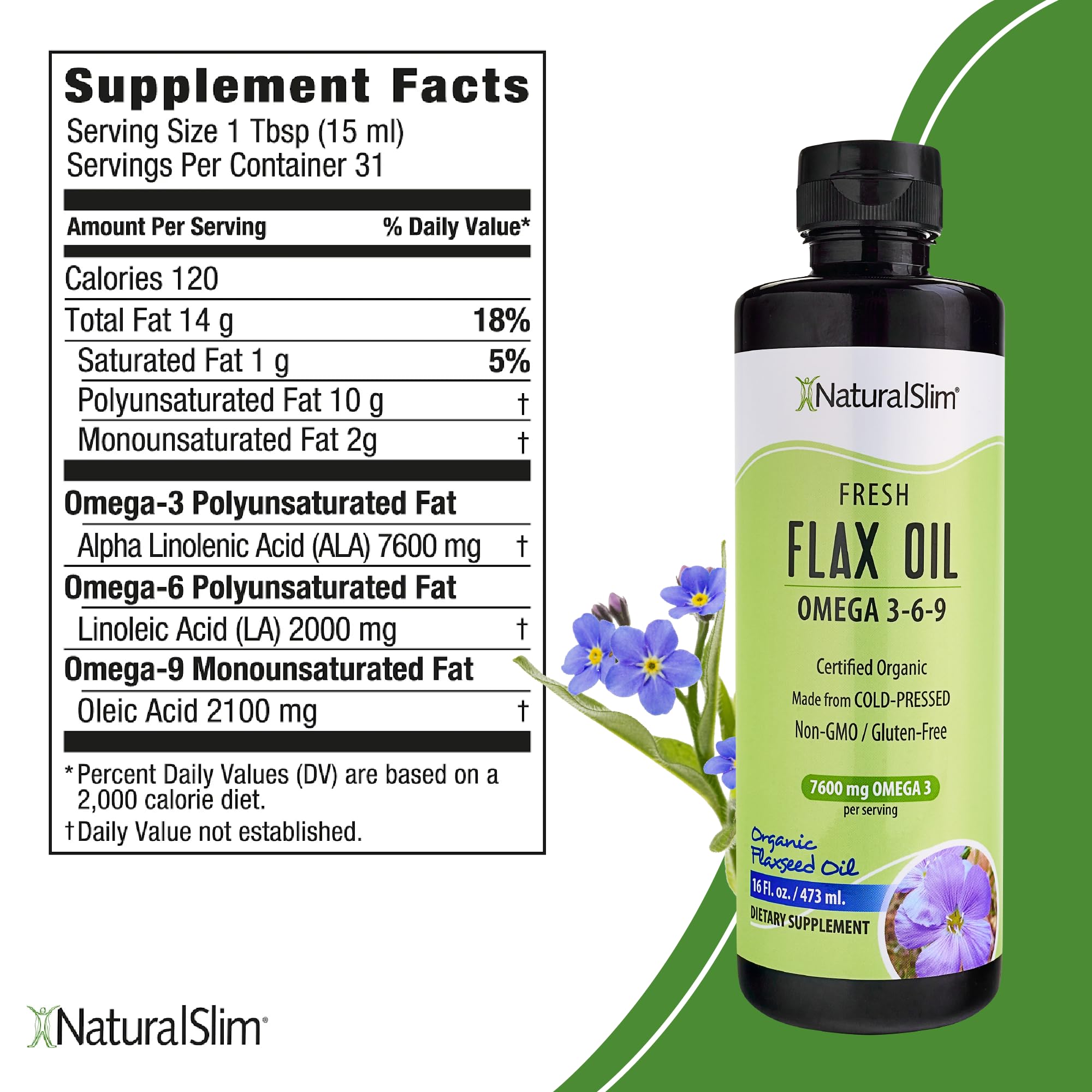 Foto 2 | Suplemento De Aceite De Lino Naturalslim Omega 3 6 9 480 Ml - Venta Internacional.