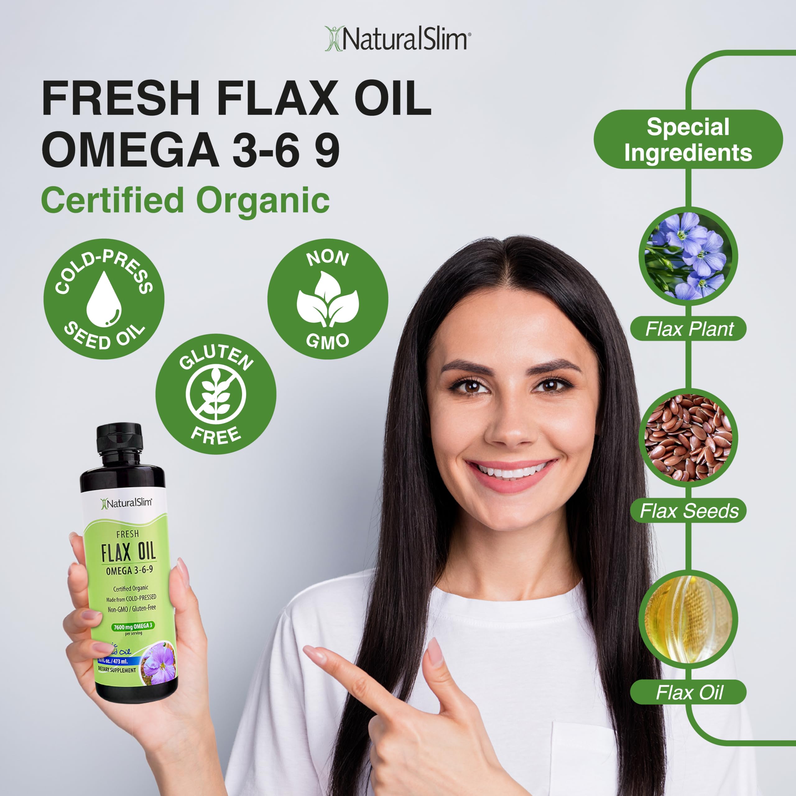 Foto 4 pulgar | Suplemento De Aceite De Lino Naturalslim Omega 3 6 9 480 Ml - Venta Internacional.