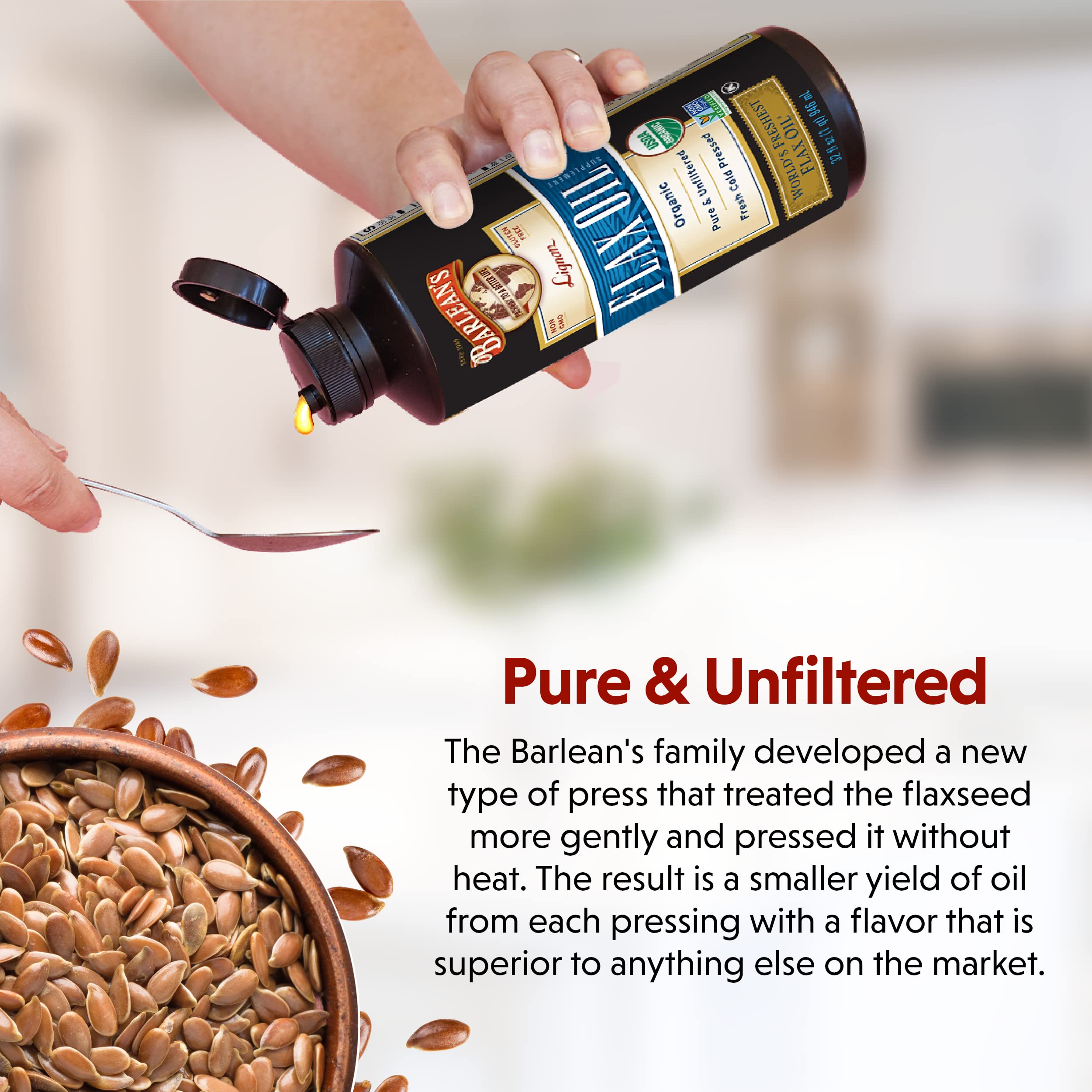 Foto 5 pulgar | Suplemento De Aceite De Linaza Orgánico De Lignan De Barlean 946 Ml - Venta Internacional.