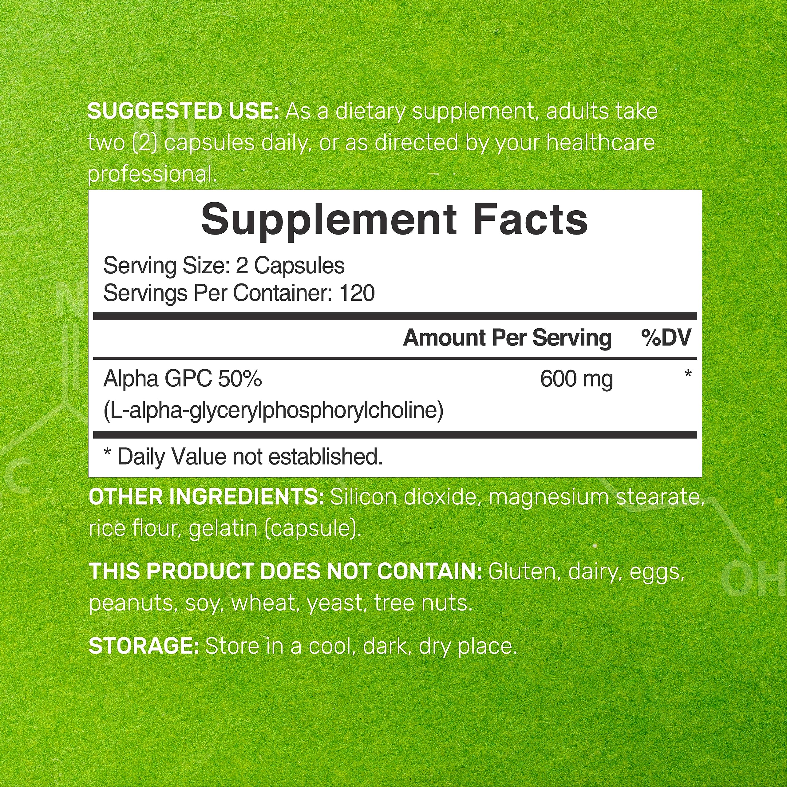 Foto 3 pulgar | Oferta De Suplementos: Suplemento Alpha Gpc, 600 Mg, 240 Cápsulas - Venta Internacional.