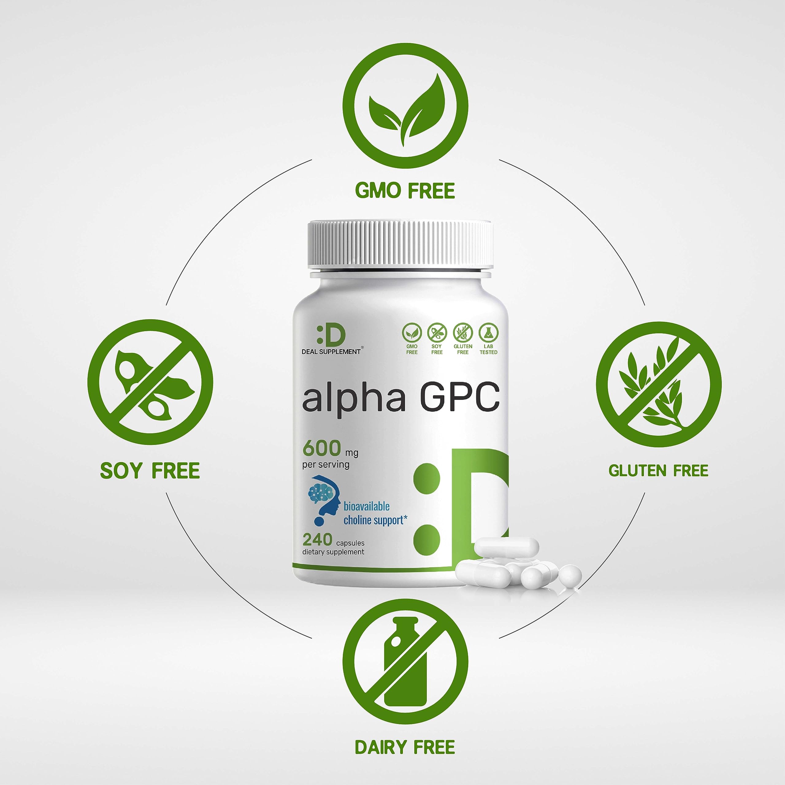 Foto 4 pulgar | Oferta De Suplementos: Suplemento Alpha Gpc, 600 Mg, 240 Cápsulas - Venta Internacional.