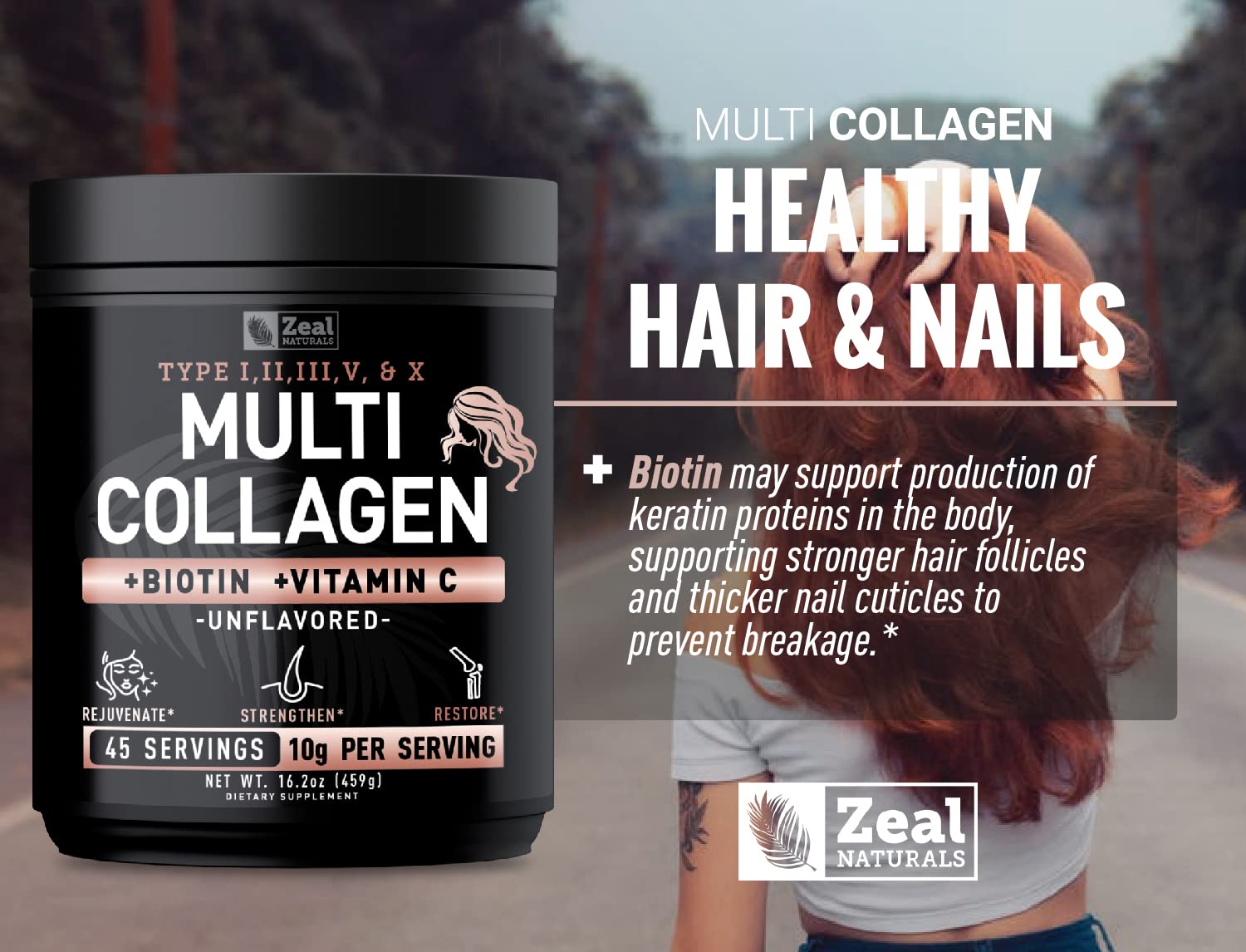 Foto 4 pulgar | Proteína De Péptidos De Colágeno En Polvo Zeal Naturals, 45 Porciones - Venta Internacional.
