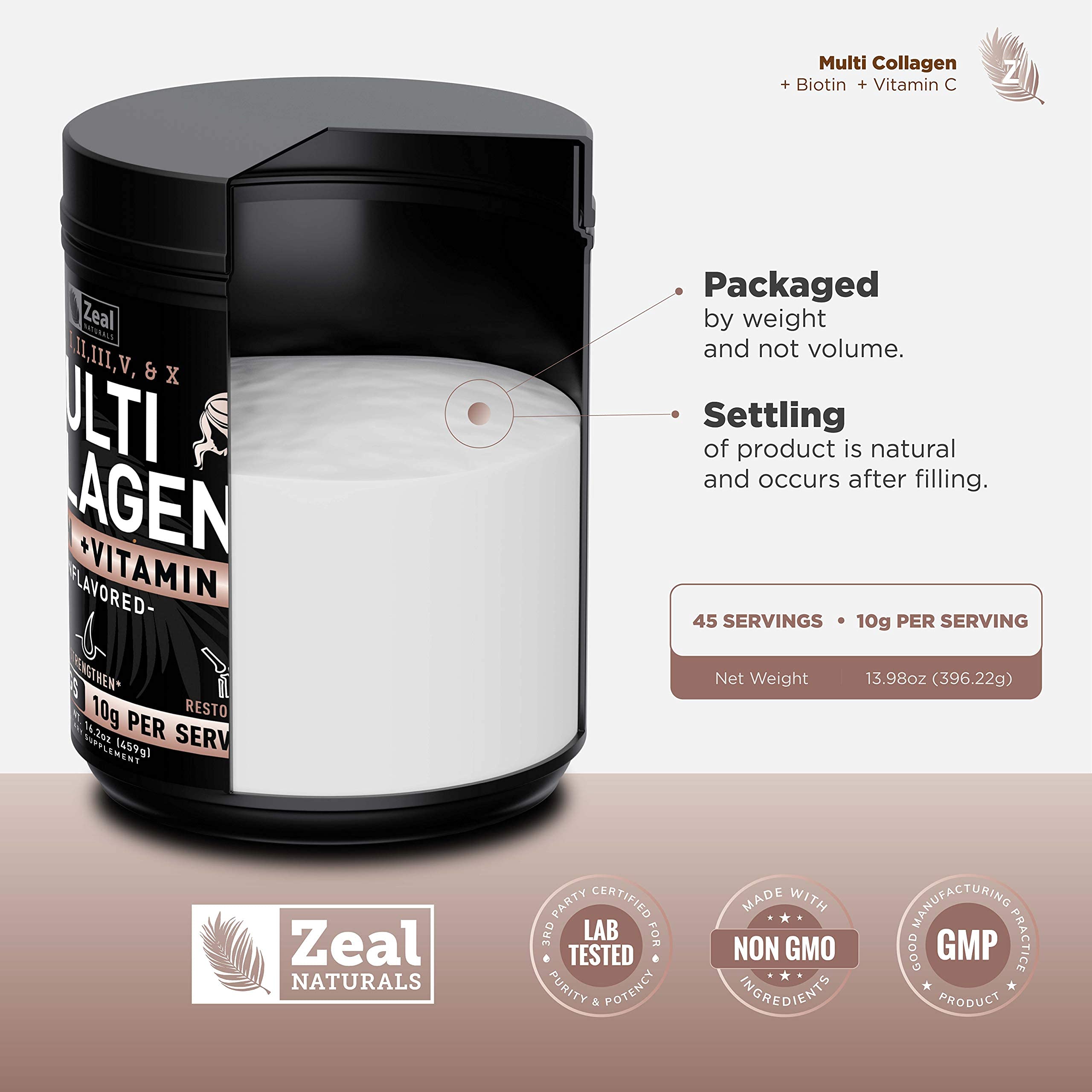 Foto 8 pulgar | Proteína De Péptidos De Colágeno En Polvo Zeal Naturals, 45 Porciones - Venta Internacional.