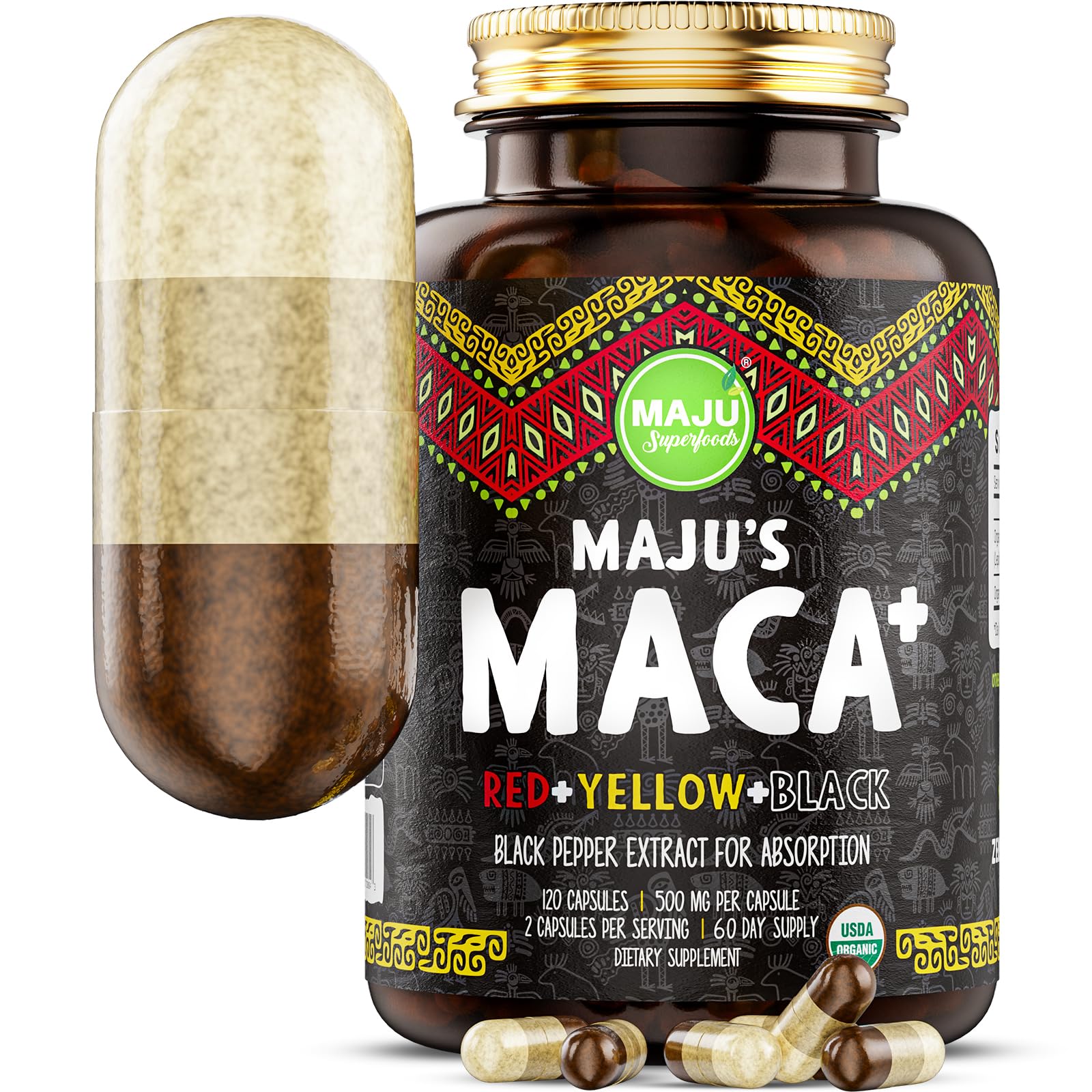 Foto 1 | Suplemento Maju Superfoods, Cápsulas De Raíz De Maca, 60 000 Mg, 120 Unidades - Venta Internacional.