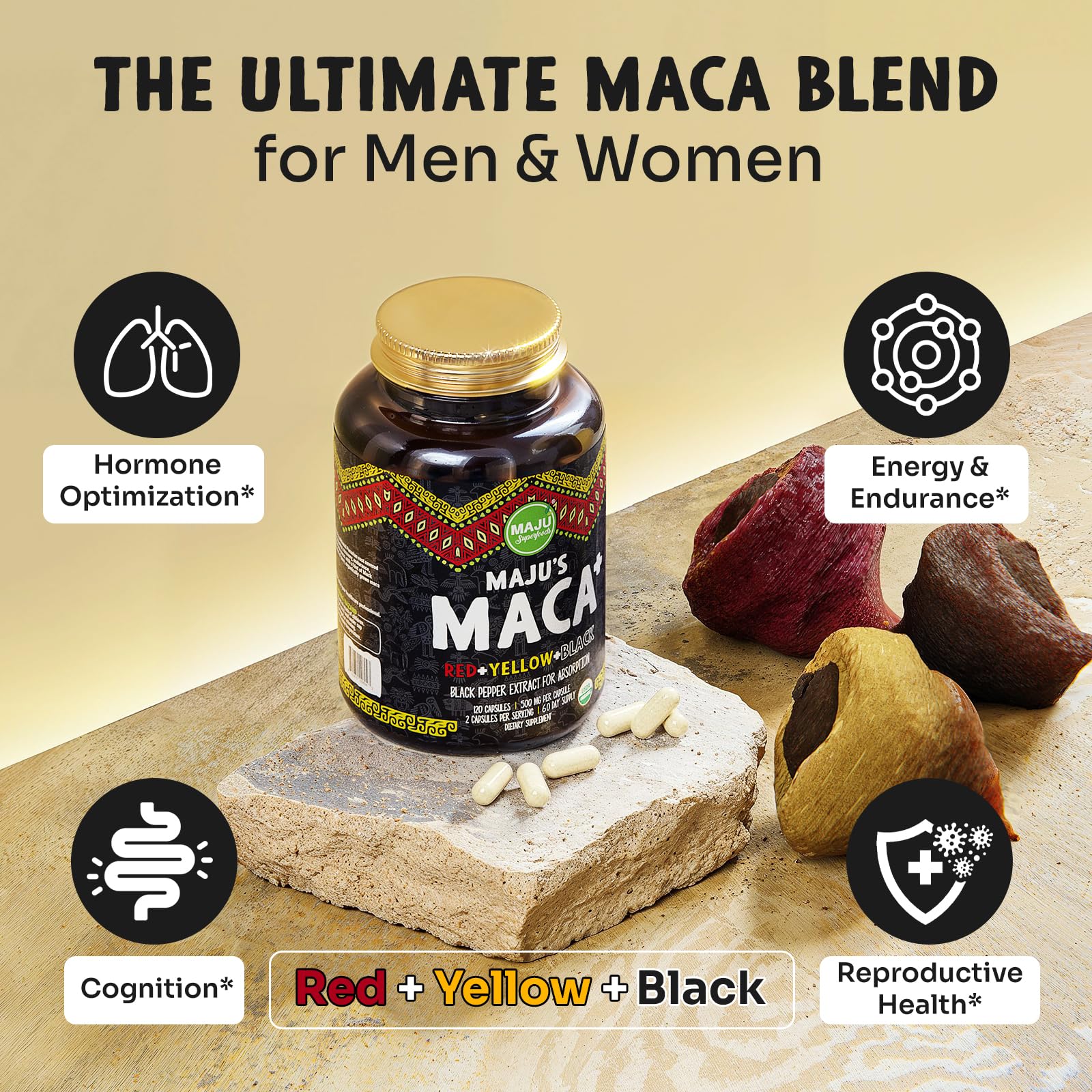 Foto 4 pulgar | Suplemento Maju Superfoods, Cápsulas De Raíz De Maca, 60 000 Mg, 120 Unidades - Venta Internacional.