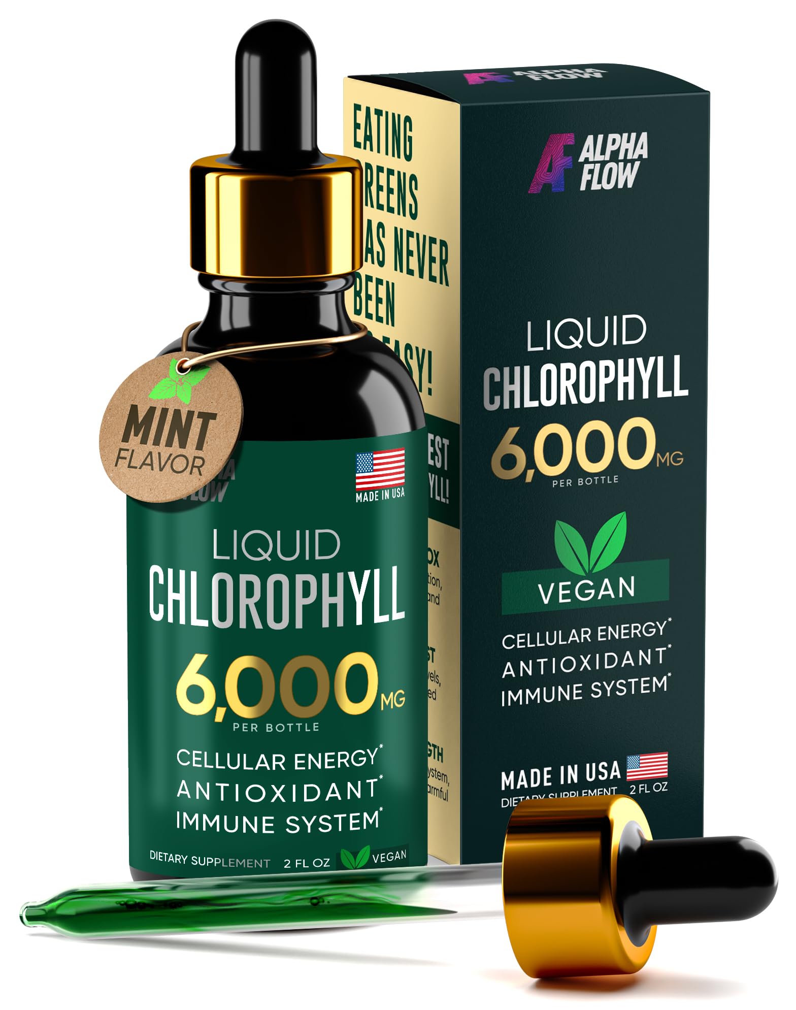 Foto 2 pulgar | Suplemento Antioxidante Líquido De Clorofila Alpha Flow De 6000 Mg - Venta Internacional.