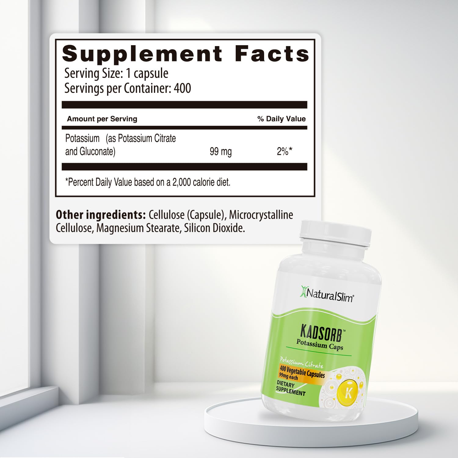 Foto 3 pulgar | Suplemento De Potasio Naturalslim Kadsorb 99 Mg 400 Cápsulas - Venta Internacional.