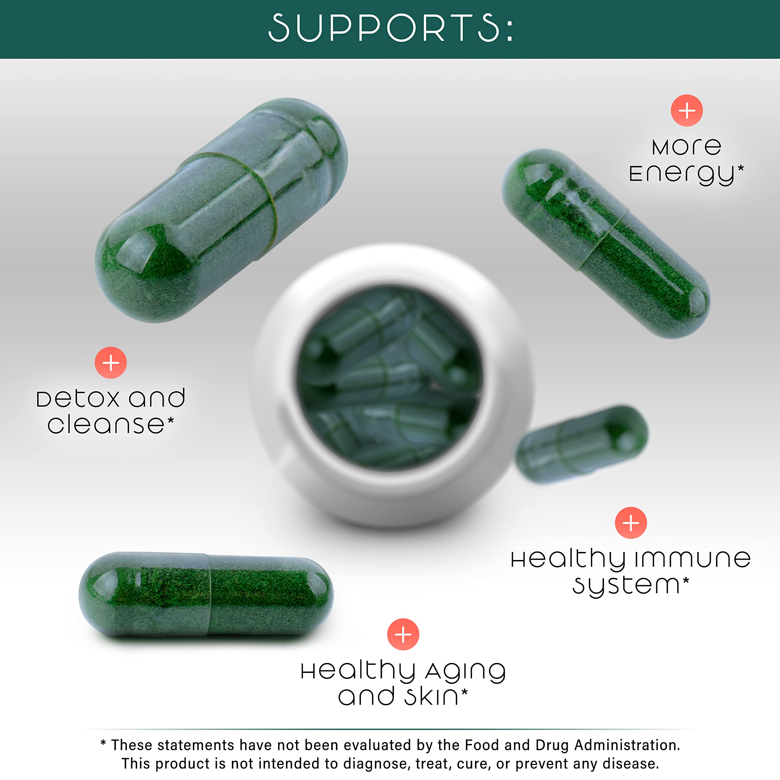 Foto 4 pulgar | Suplemento A Las Cápsulas Orgánicas De Espirulina Y Clorella De Teaveli - Venta Internacional.
