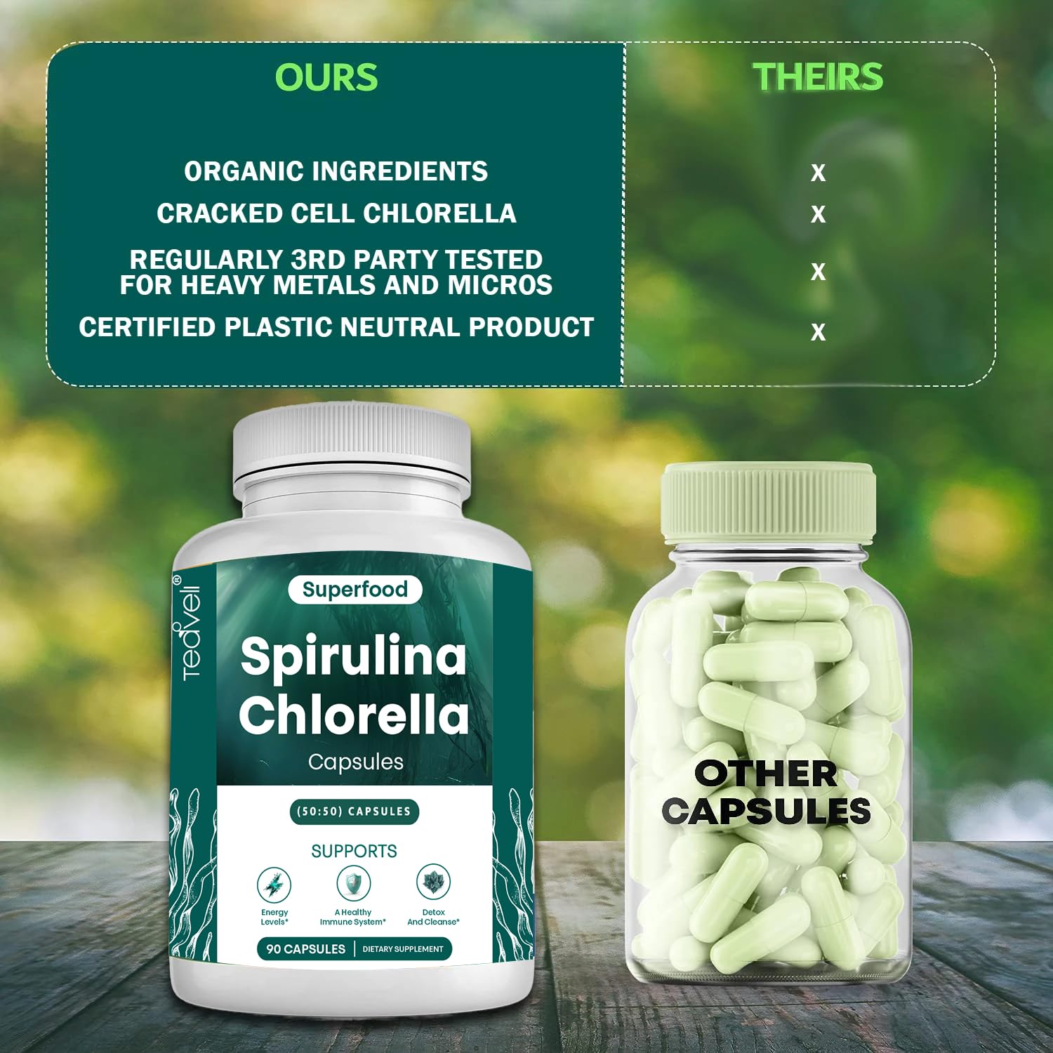 Foto 5 | Suplemento A Las Cápsulas Orgánicas De Espirulina Y Clorella De Teaveli - Venta Internacional.