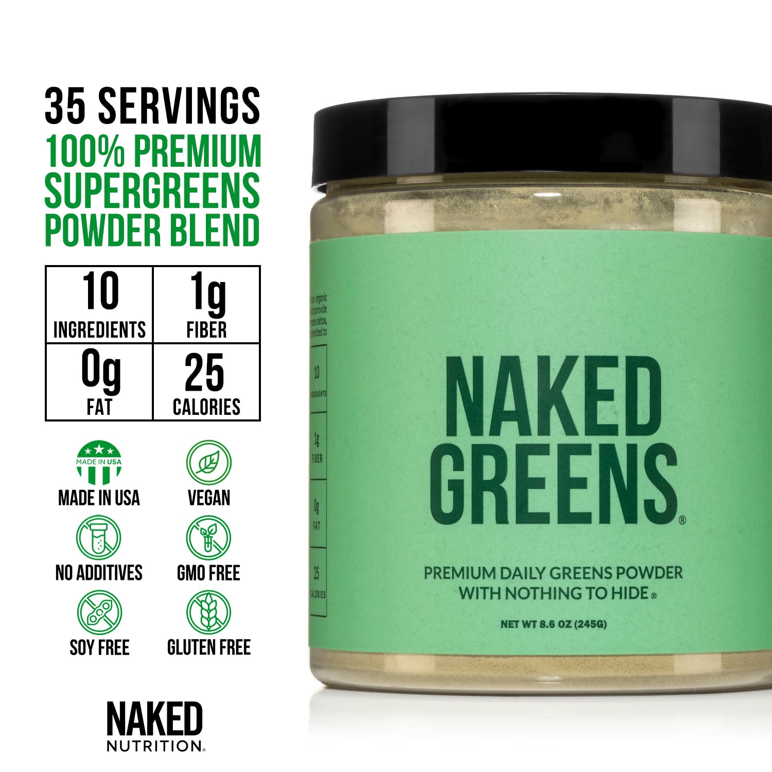Foto 3 pulgar | Suplemento Naked Super Greens Powder, 35 Porciones, Vegano - Venta Internacional.
