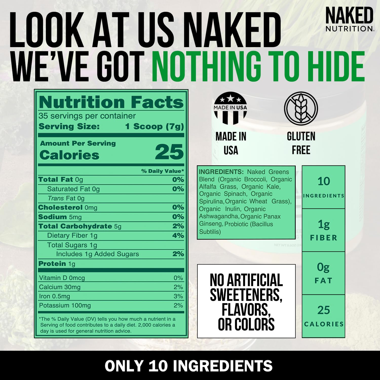 Foto 4 pulgar | Suplemento Naked Super Greens Powder, 35 Porciones, Vegano - Venta Internacional.