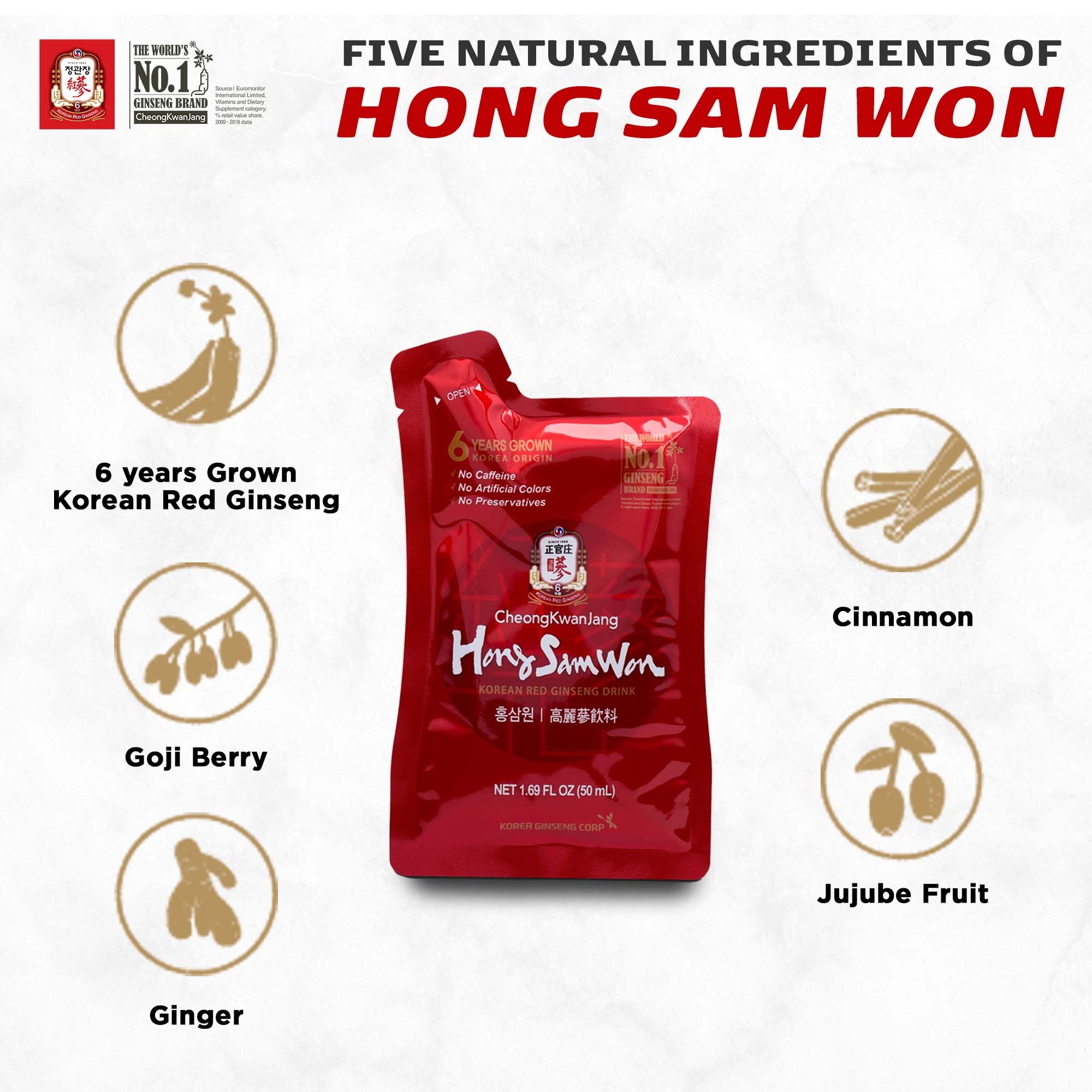 Foto 4 pulgar | Beba Extracto De Ginseng Rojo Coreano Hongsamwon 20 Ml X 20 - Venta Internacional.