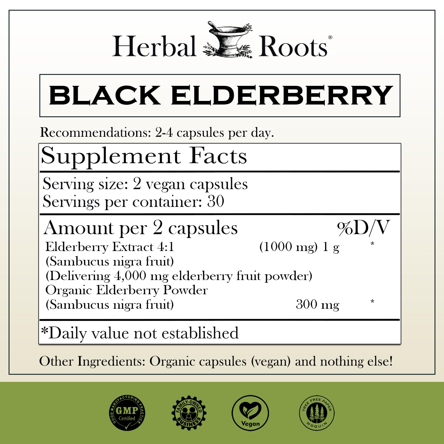 Foto 3 pulgar | Suplemento Herbal Roots, Cápsulas De Saúco Negro, 4300 Mg - Venta Internacional.
