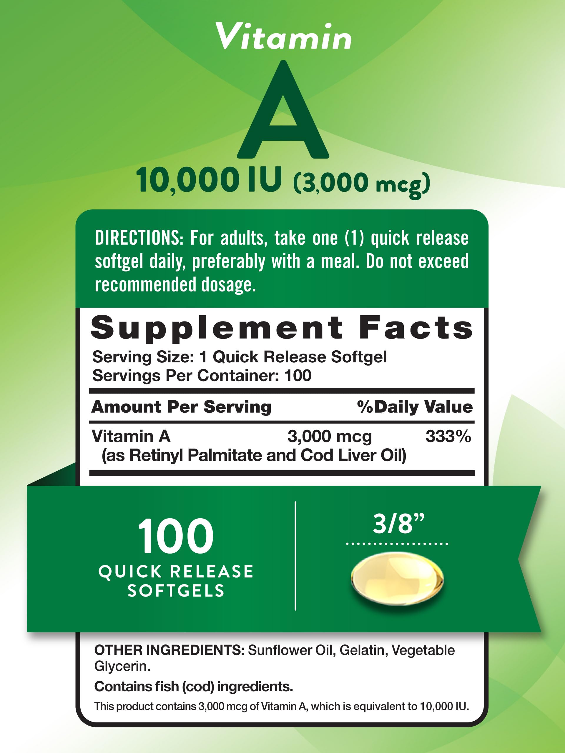 Foto 2 | Suplemento De Vitamina A De Nature's Truth, 10 000 Ui, Cápsulas Blandas, 100 Unidades - Venta Internacional.