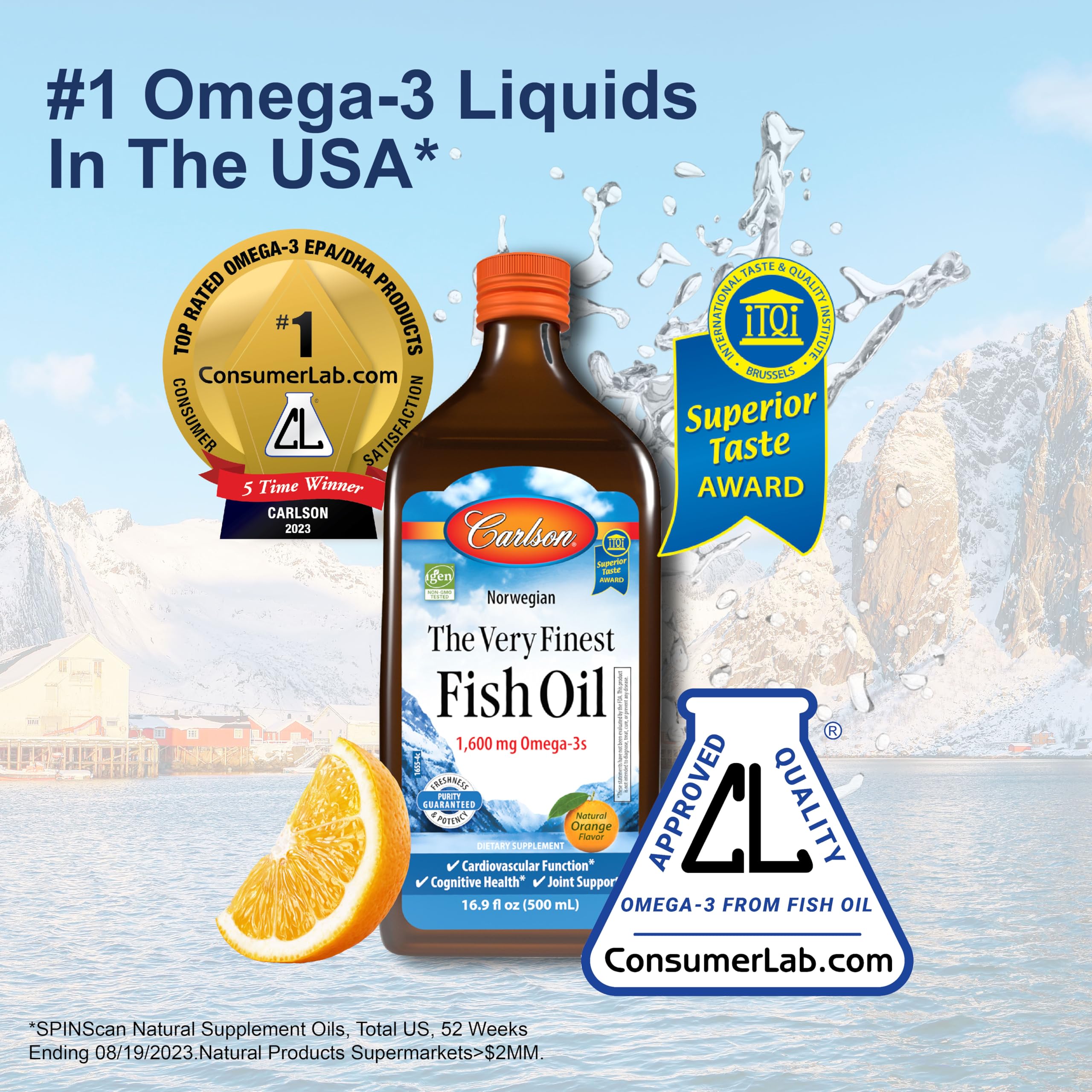 Foto 4 pulgar | Suplemento Carlson The Very Finest Fest Fish Oil 500 Ml Omega-3 - Venta Internacional.