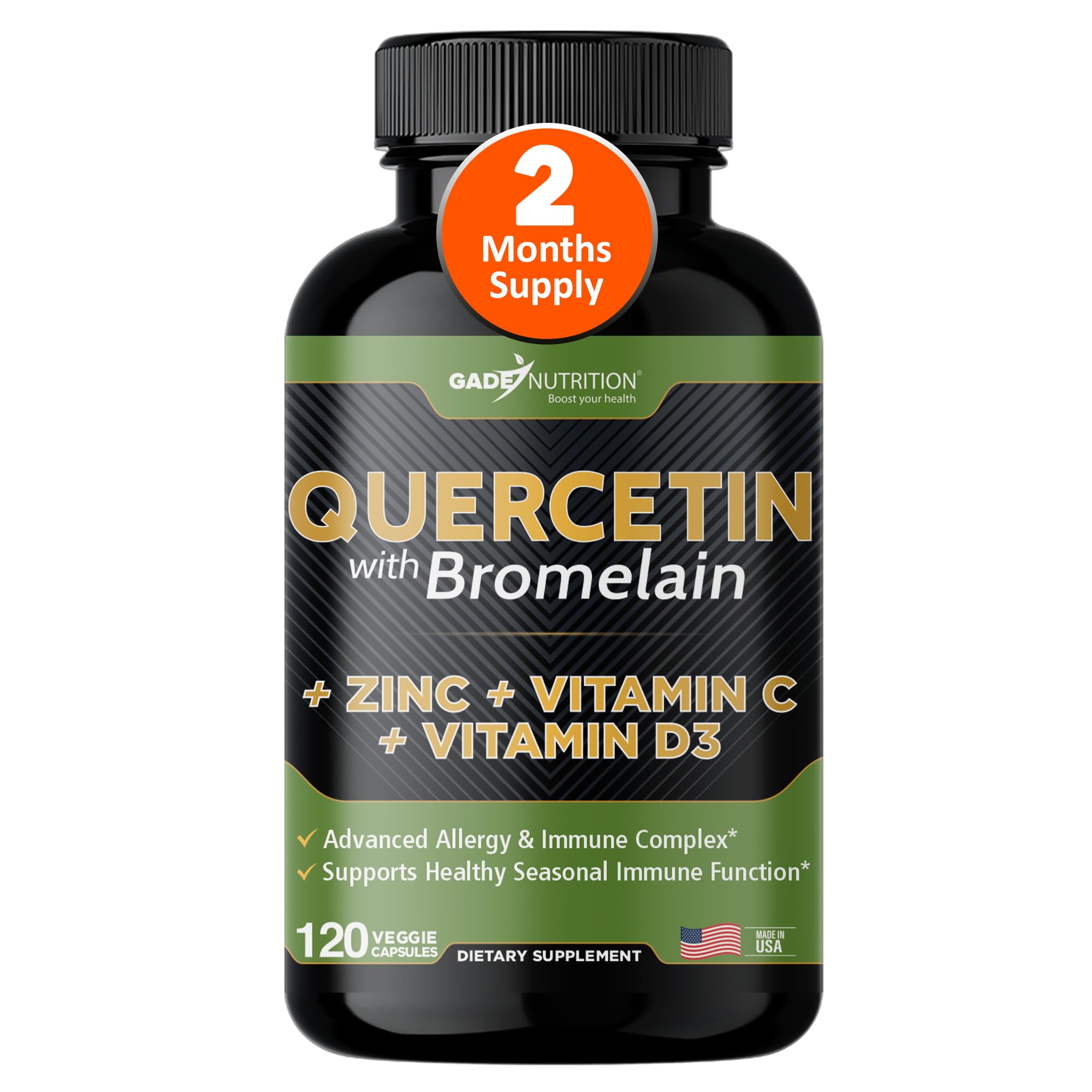 Foto 2 pulgar | Suplemento De Quercetina De Gade Nutrition 500 Mg Con Vitamina C Y Zinc - Venta Internacional.
