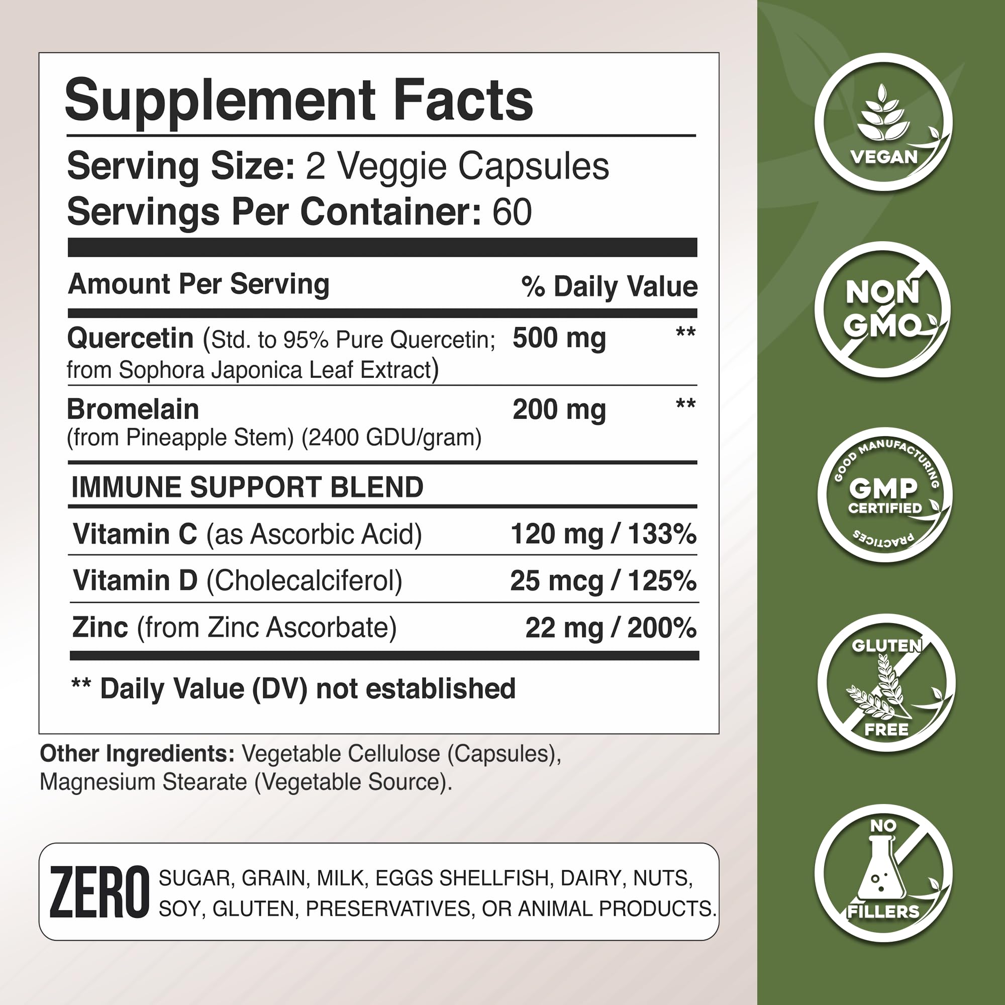 Foto 3 pulgar | Suplemento De Quercetina De Gade Nutrition 500 Mg Con Vitamina C Y Zinc - Venta Internacional.