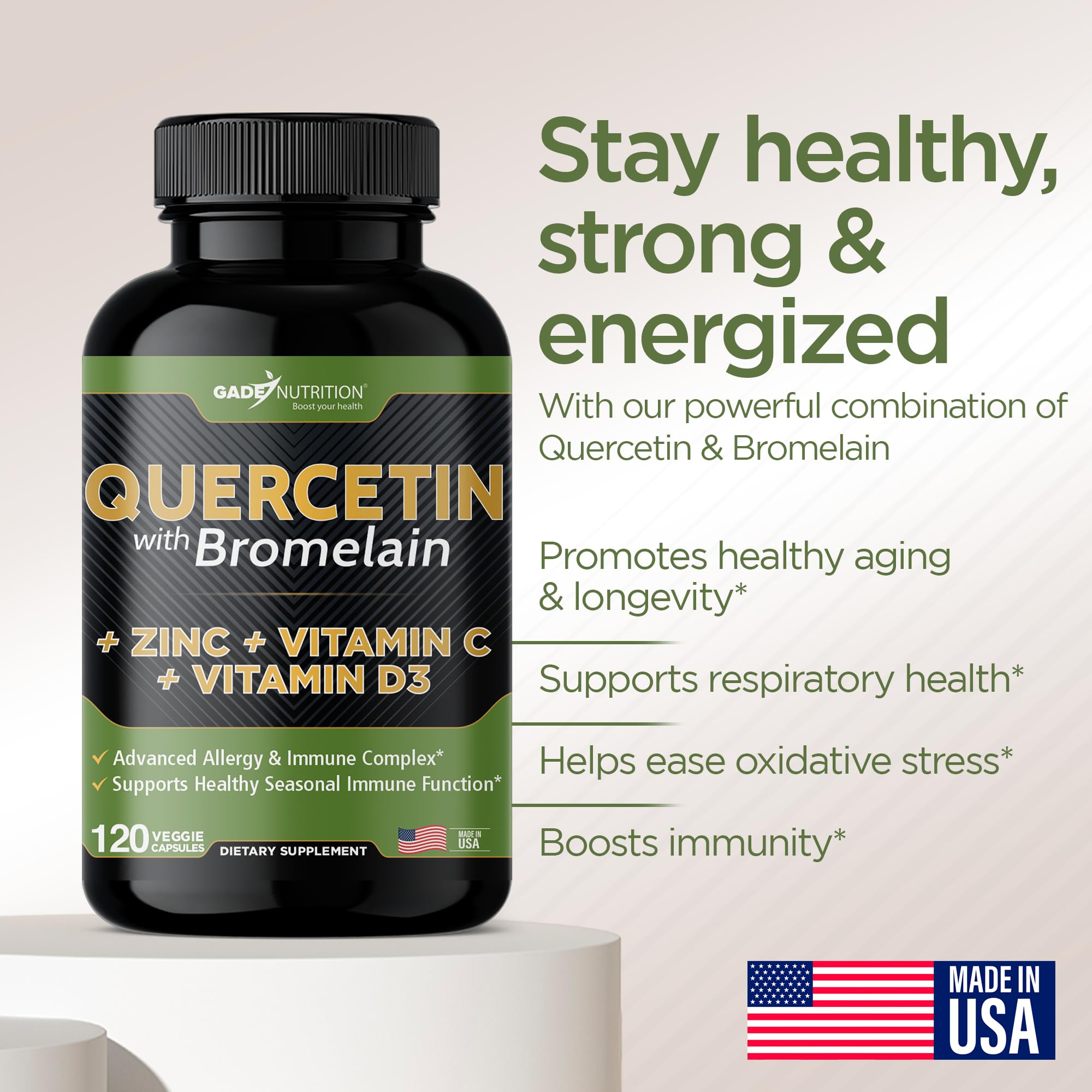 Foto 5 pulgar | Suplemento De Quercetina De Gade Nutrition 500 Mg Con Vitamina C Y Zinc - Venta Internacional.