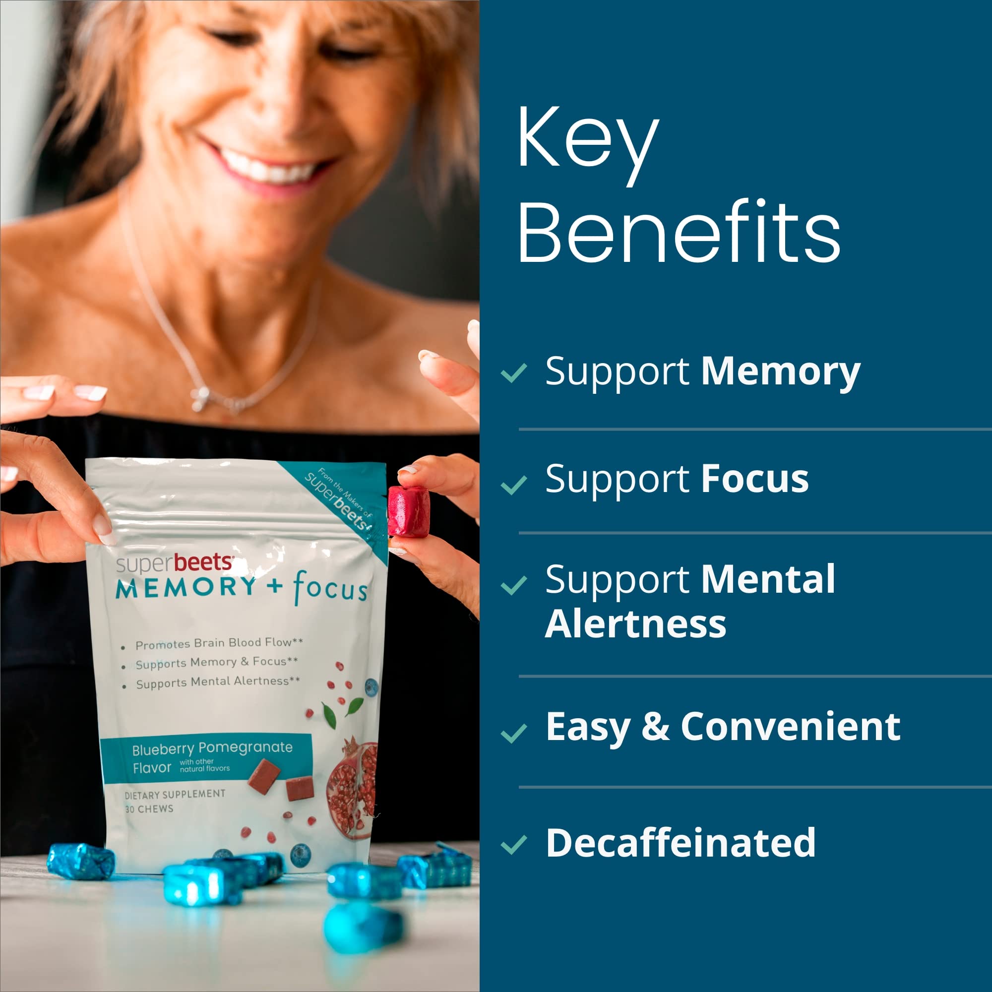 Foto 4 pulgar | Suplemento Humann Superbeets Memory & Focus 30 Masticables - Venta Internacional.