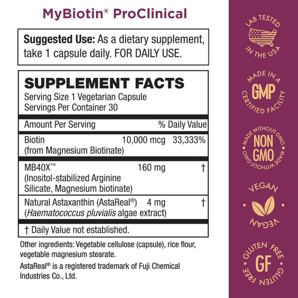 Foto 3 pulgar | Supplement Purity Products Mybiotin Proclinical 30 Cápsulas - Venta Internacional.