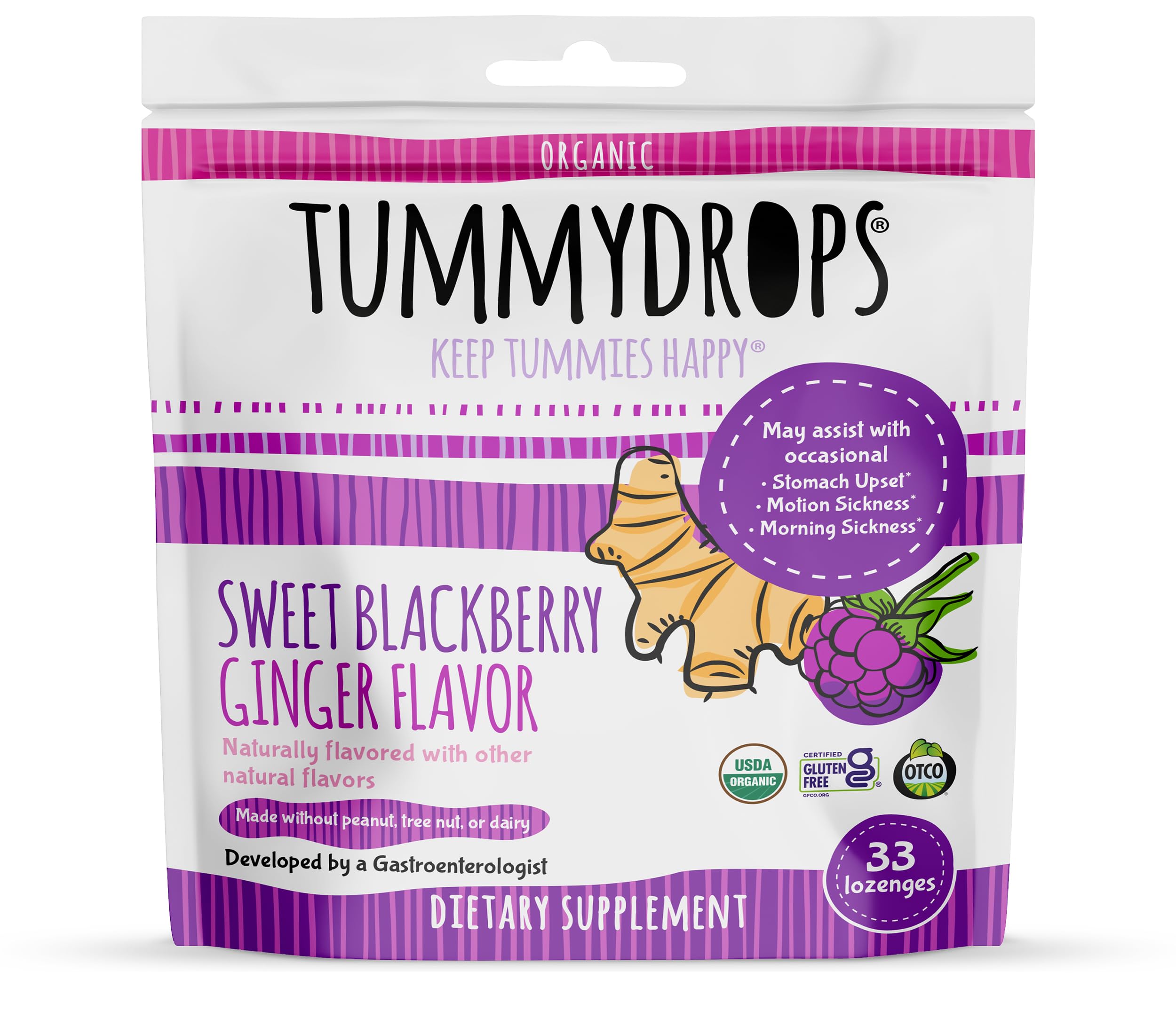 Pastillas Para El Abdomen Sweet Blackberry Ginger Organic X33 - Venta Internacional.