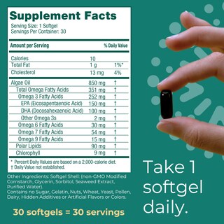 Foto 6 | Suplemento Iwi Life Omega-3 Algae 30 Cápsulas Blandas (30 Porciones) - Venta Internacional.