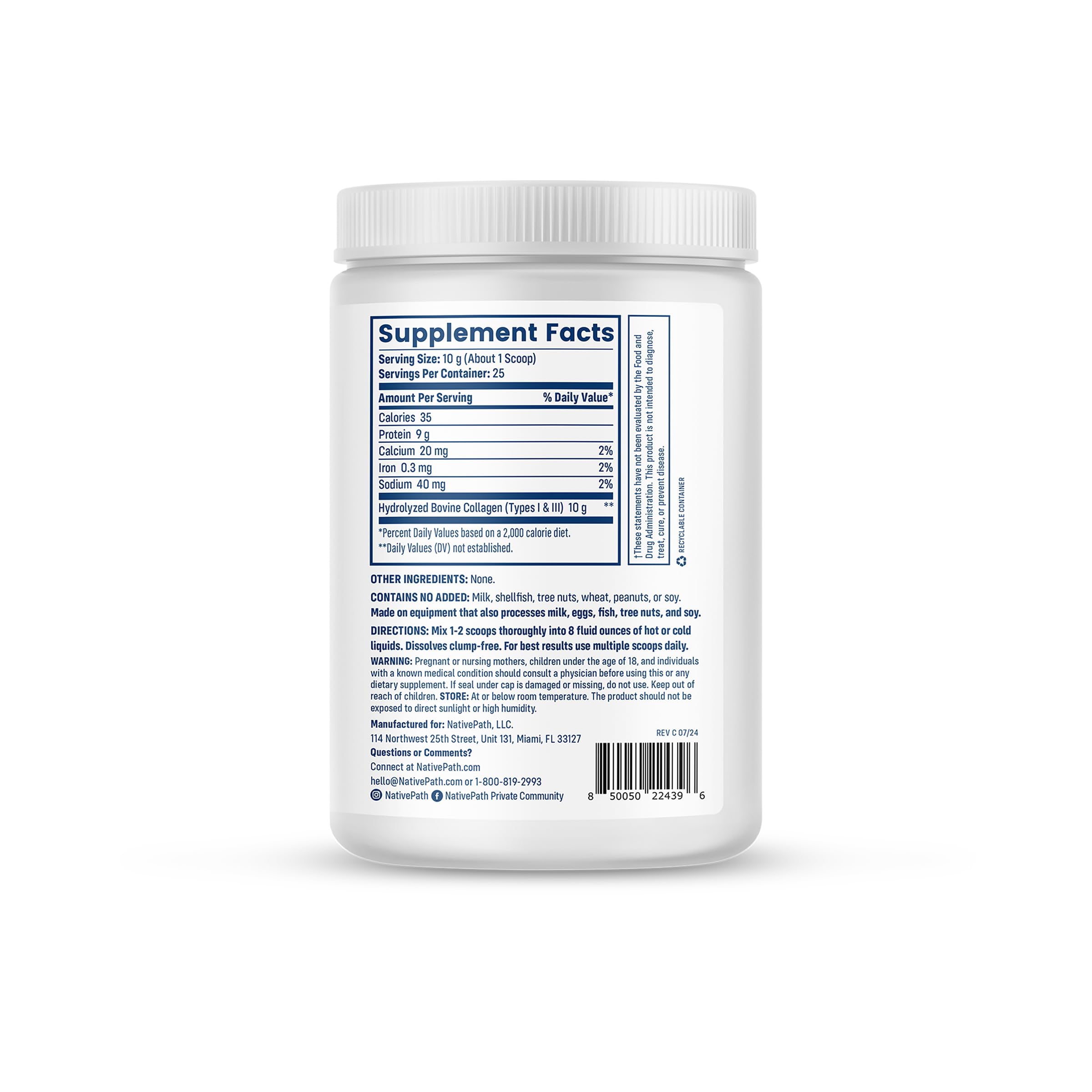 Foto 3 | Péptidos De Colágeno Proteína Nativepath Hidrolizados Tipo 1 Y 3 - Venta Internacional.
