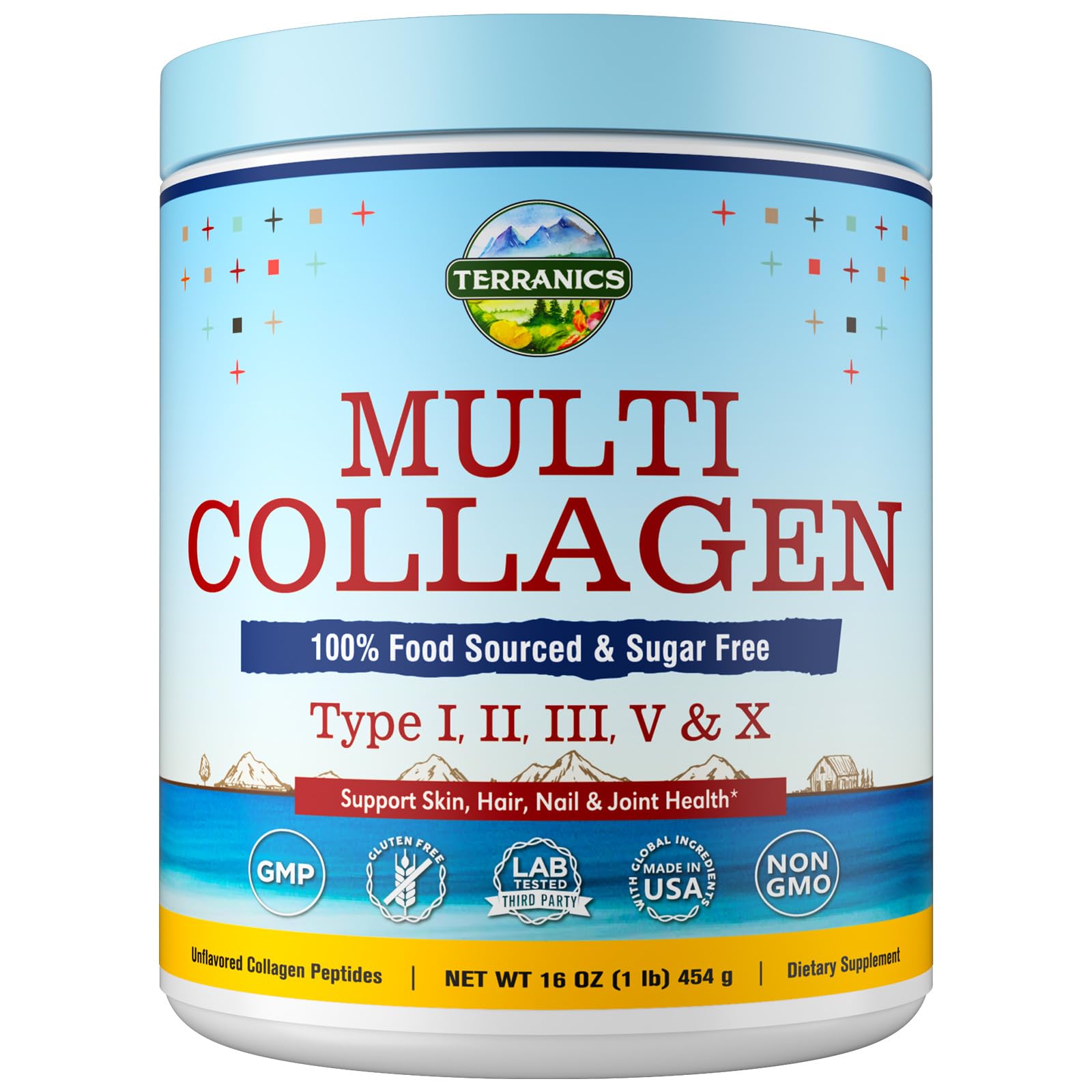 Foto 1 | Colágeno En Polvo Terranics Multi Type I Ii Iii V X 473 Ml - Venta Internacional.