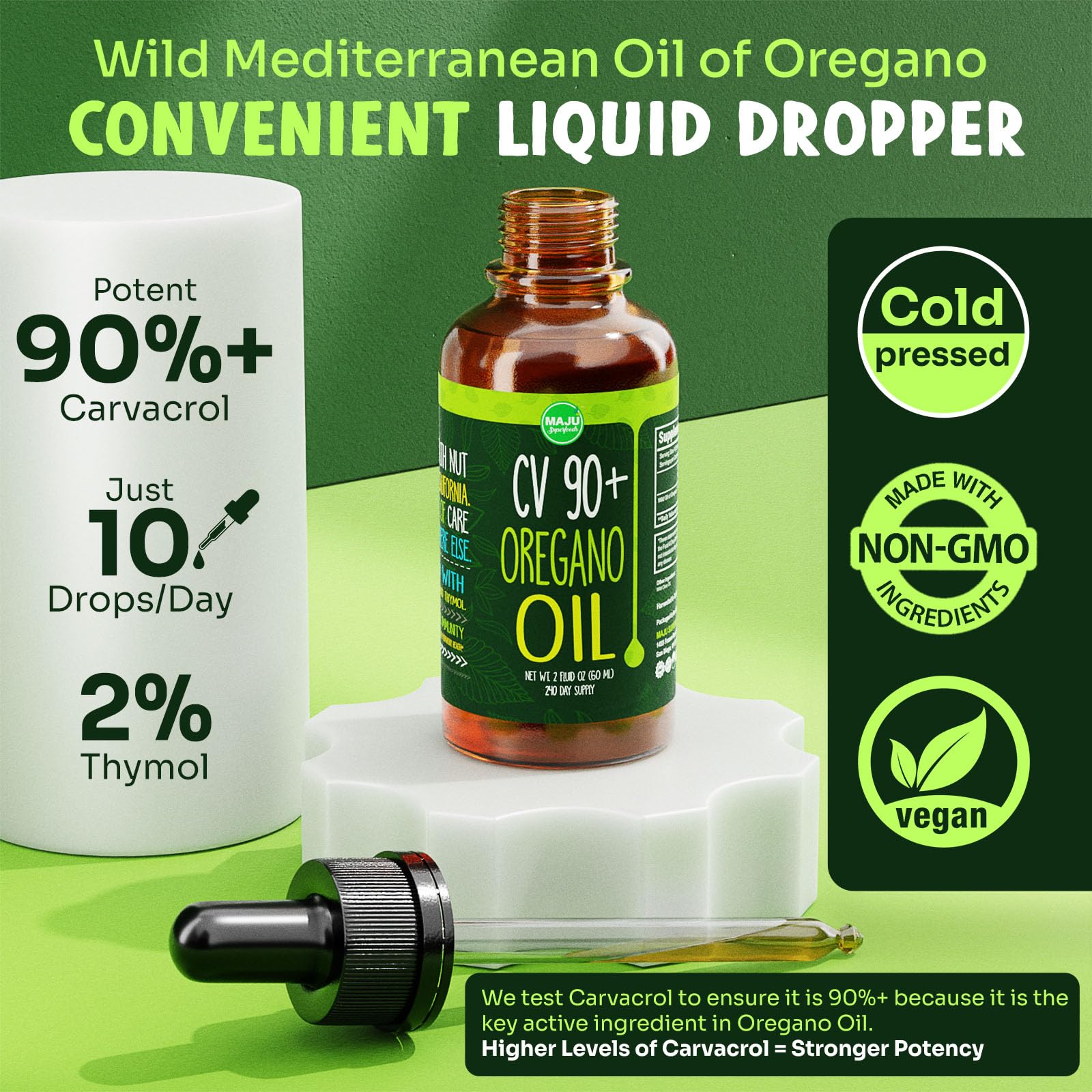 Foto 3 pulgar | Gotas De Aceite De Orégano Maju Potent 90% + Carvacrol 60 Ml - Venta Internacional.