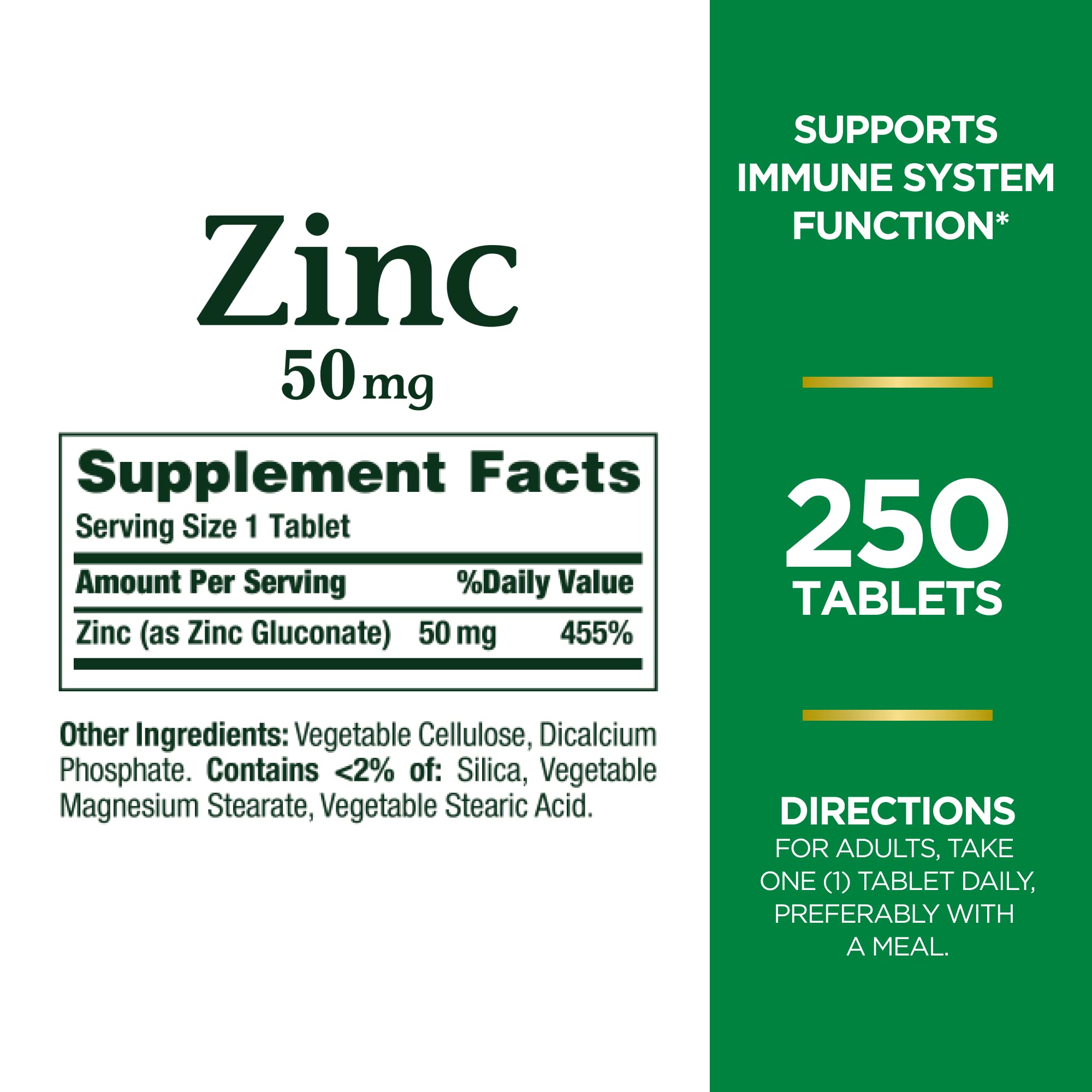 Foto 2 | Suplemento Nature's Bounty Zinc 50 Mg Para Apoyar El Sistema Inmunitario, 250 Cápsulas - Venta Internacional.