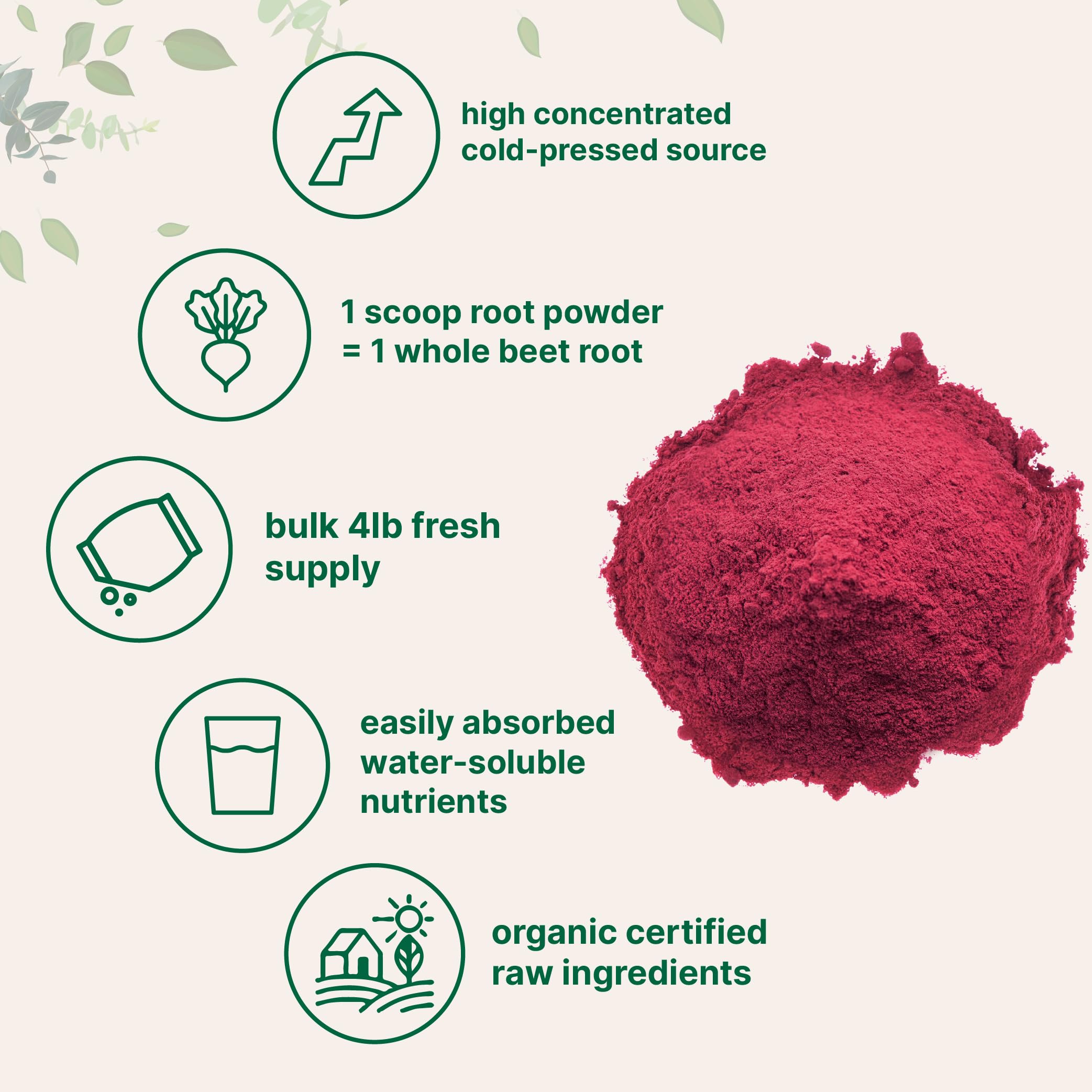 Foto 5 | Suplemento Con Microingredientes En Polvo De Raíz De Remolacha, 1,8 Kg, Orgánico - Venta Internacional.