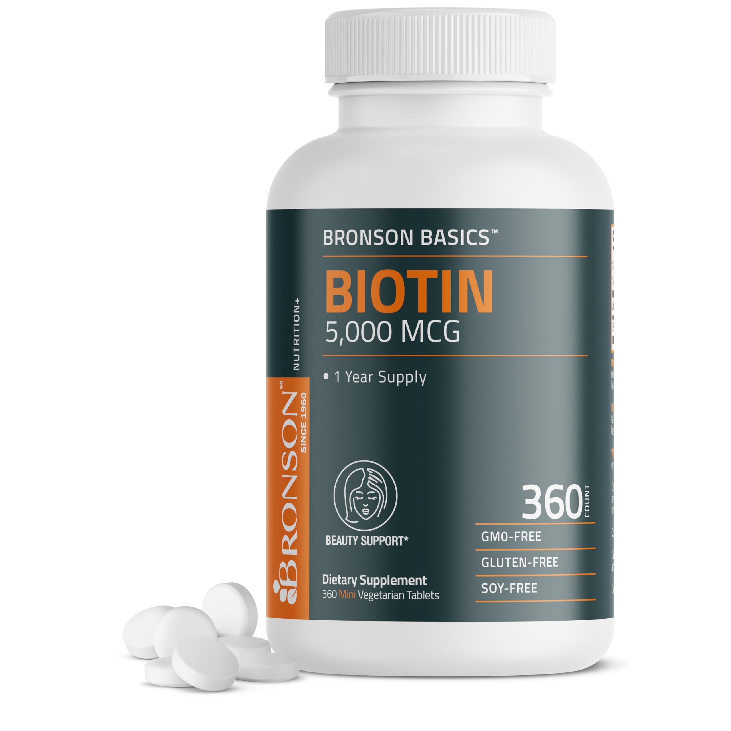 Foto 2 pulgar | Suplemento De Biotina Bronson De 5000 Mcg Para Cabello, Piel Y Uñas - Venta Internacional.
