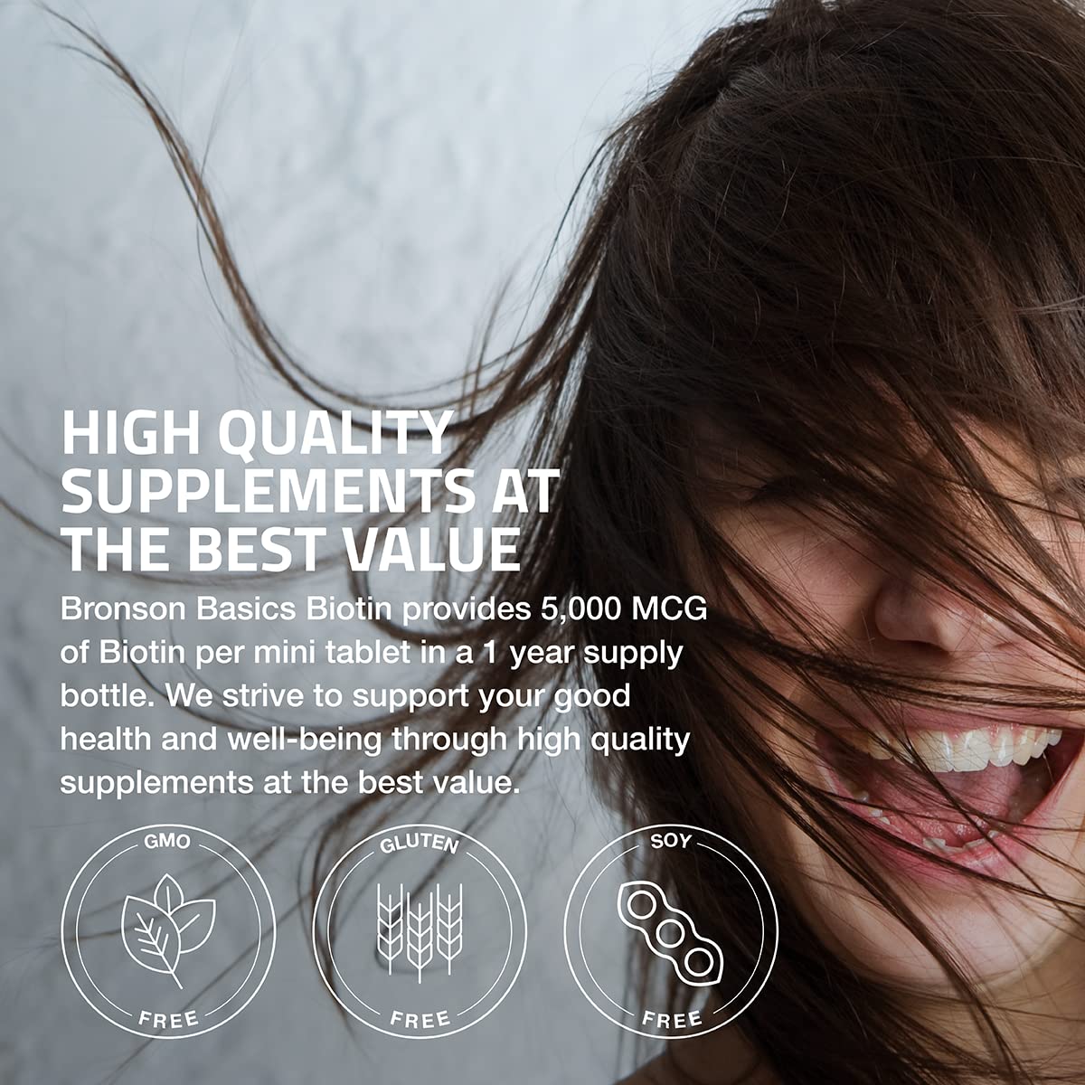 Foto 4 | Suplemento De Biotina Bronson De 5000 Mcg Para Cabello, Piel Y Uñas - Venta Internacional.