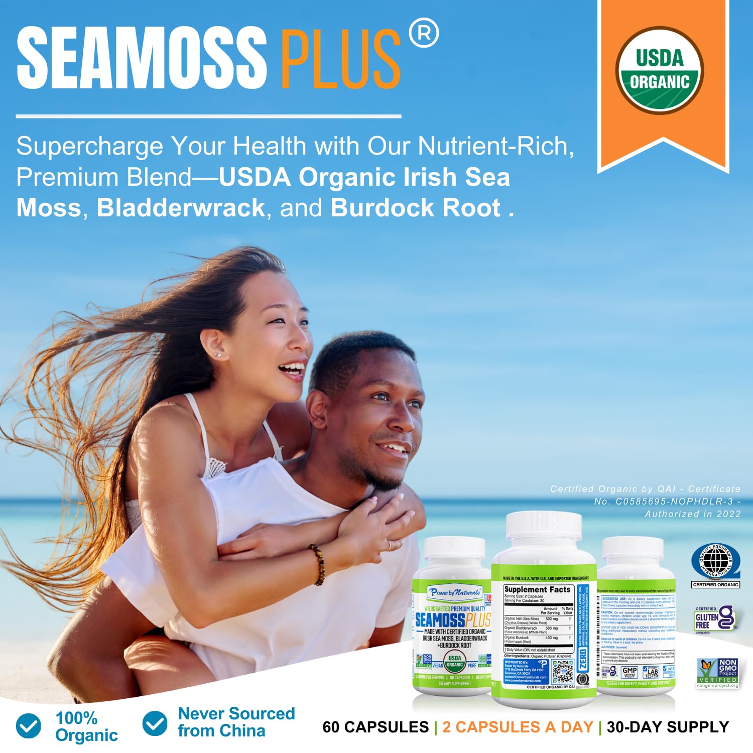 Foto 3 pulgar | Suplemento Power By Naturals Sea Moss Plus 60 Cápsulas X2 - Venta Internacional.