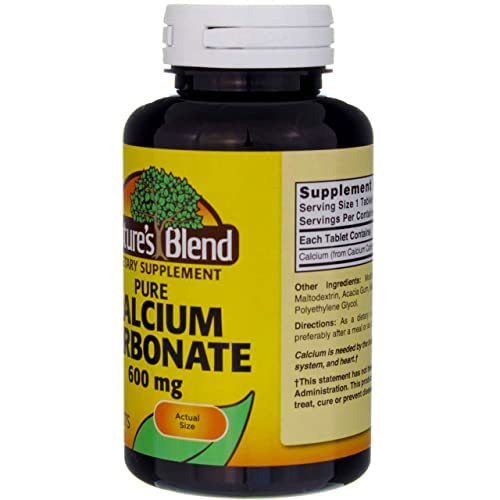 Foto 7 pulgar | Suplemento Nature's Blend De Carbonato De Calcio Puro 600 Mg 100 Tabletas - Venta Internacional.