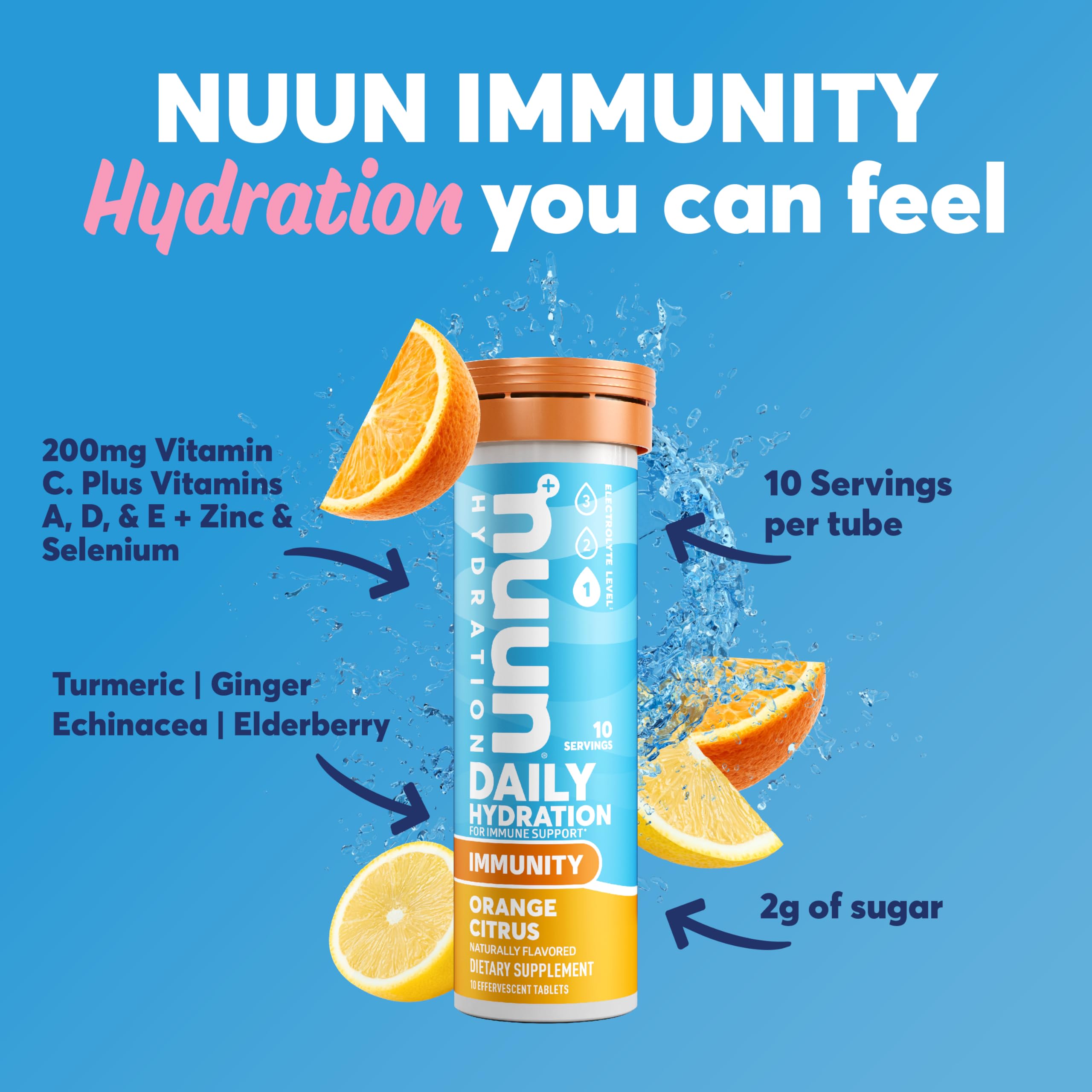 Foto 3 pulgar | Tabletas Electrolíticas Nuun Hydration Immunity Orange 8x200 Mg - Venta Internacional.