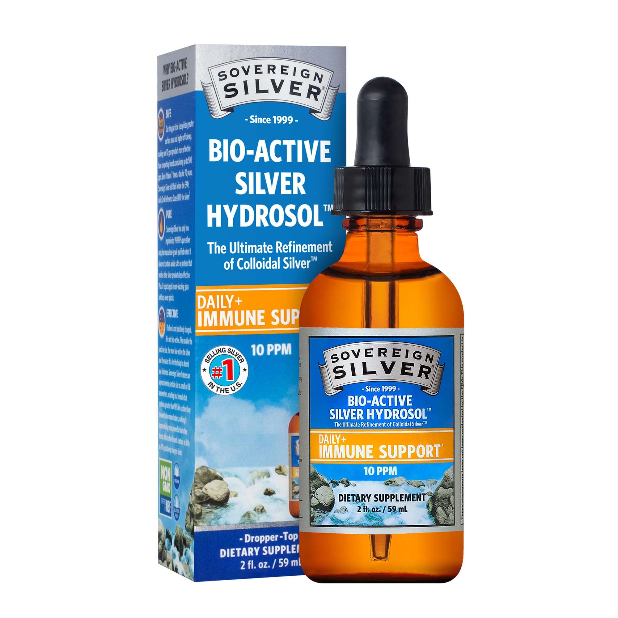 Suplemento De Hidrosol De Plata Bioactivo Sovereign Silver, 60 Ml - Venta Internacional.
